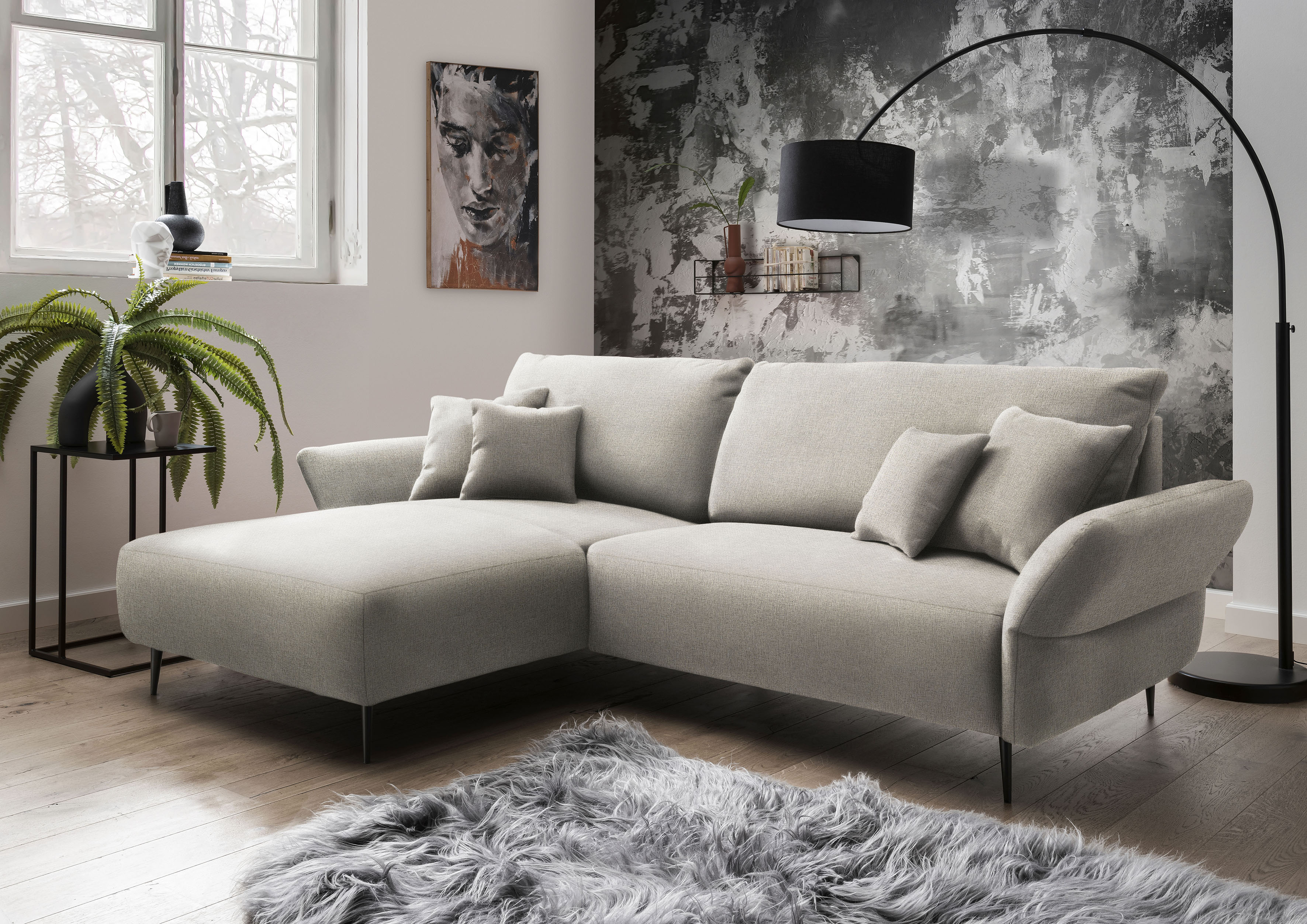 Home affaire Ecksofa "Amarena modern & bequem, verstellbare Armlehnen, L-Form" inklusive Armlehnenverstellfunktion, inkl. 4x Zierkissen