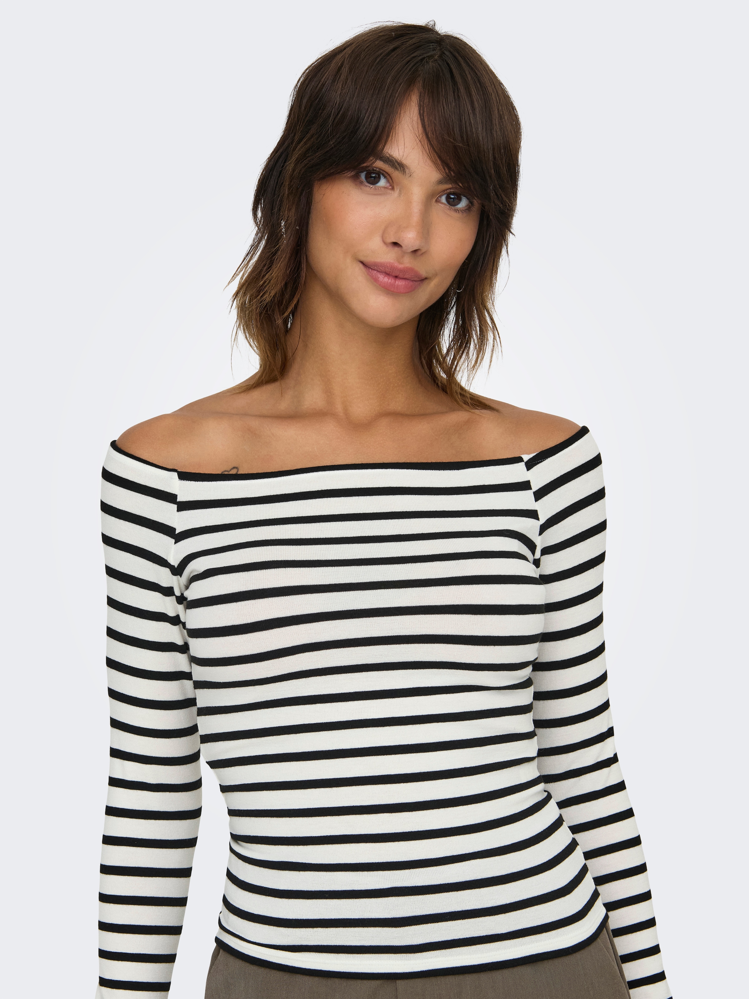 ONLY Langarmshirt »ONLGLAMOUR L/S BOAT NECK TOP BOX CC JRS«