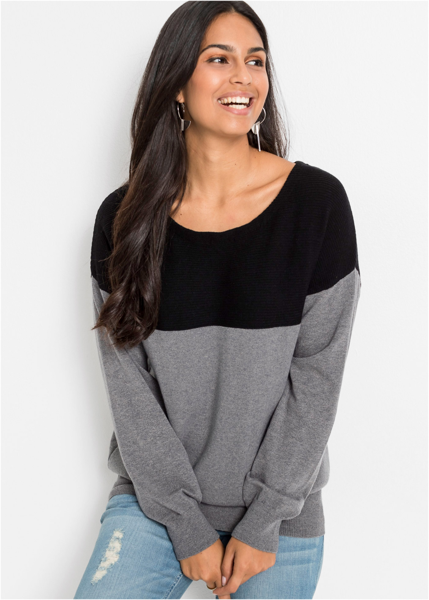bonprix Strickpullover "Oversize-Pullover" im Viskose-Mix, mit U-Boot-Ausschnitt, oversized