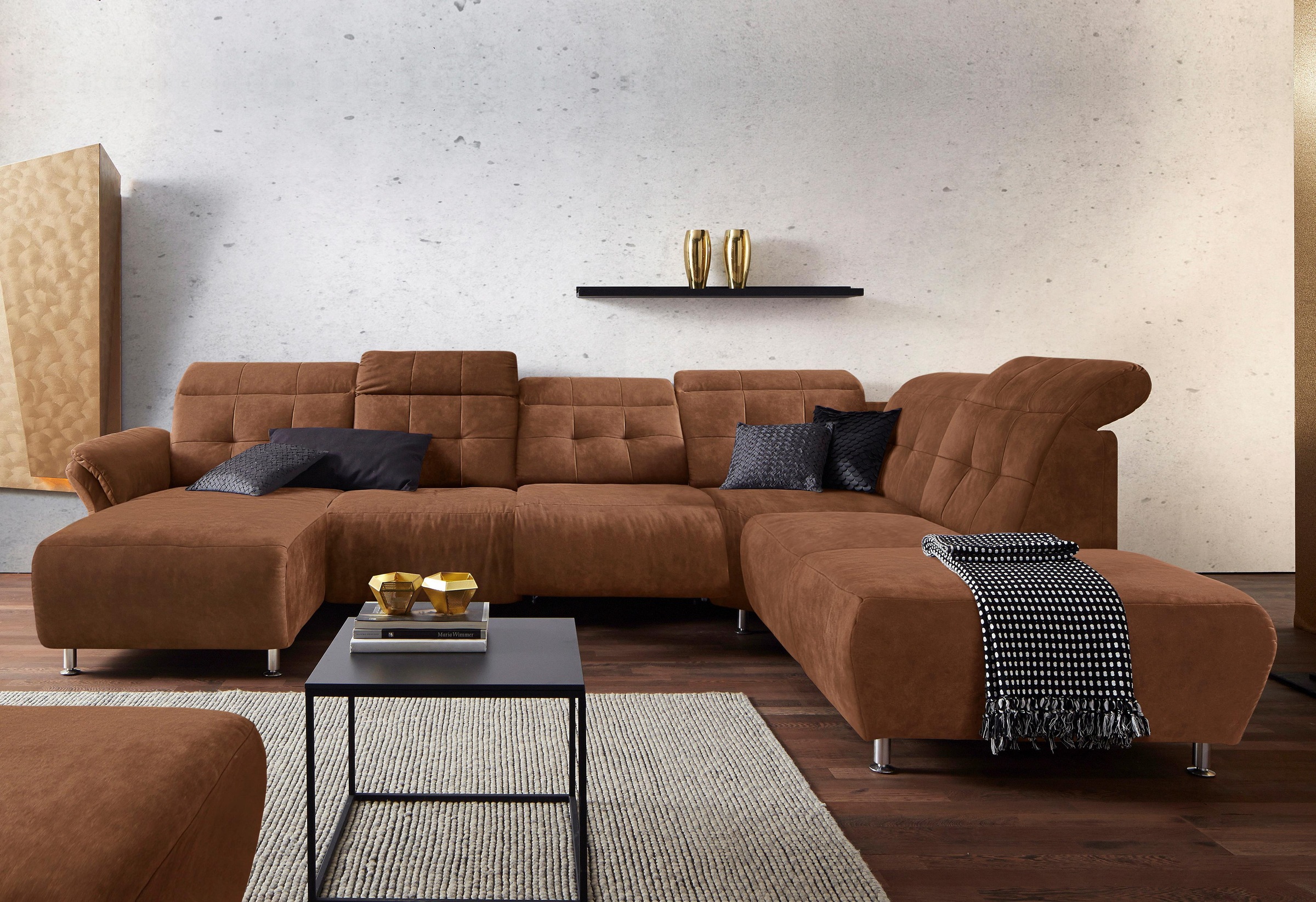 Places of Style Wohnlandschaft »Manhattan U-Form«, 2 Sitze mit elektrischer Relaxfunktion, verstellbare Armlehnen