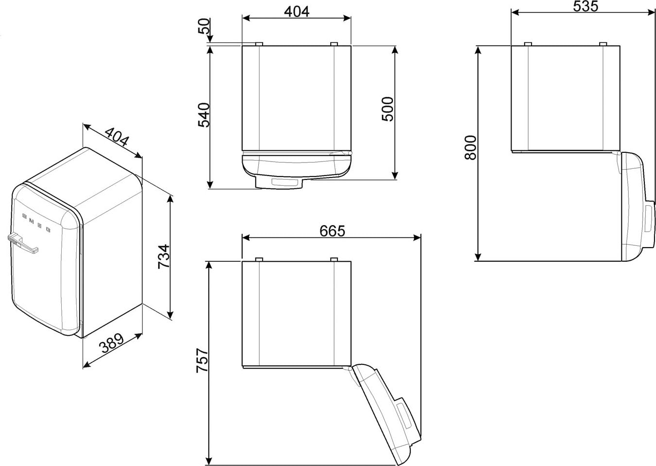 Smeg Kühlschrank »FAB5_5«, FAB5LPG5, 71,5 cm hoch, 40,4 cm breit online  bestellen | BAUR