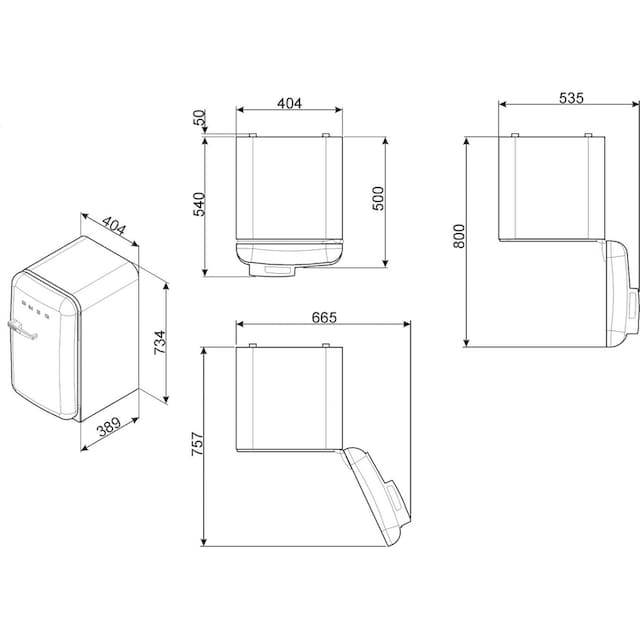 Smeg Kühlschrank »FAB5_5«, FAB5LPG5, 71,5 cm hoch, 40,4 cm breit online  bestellen | BAUR