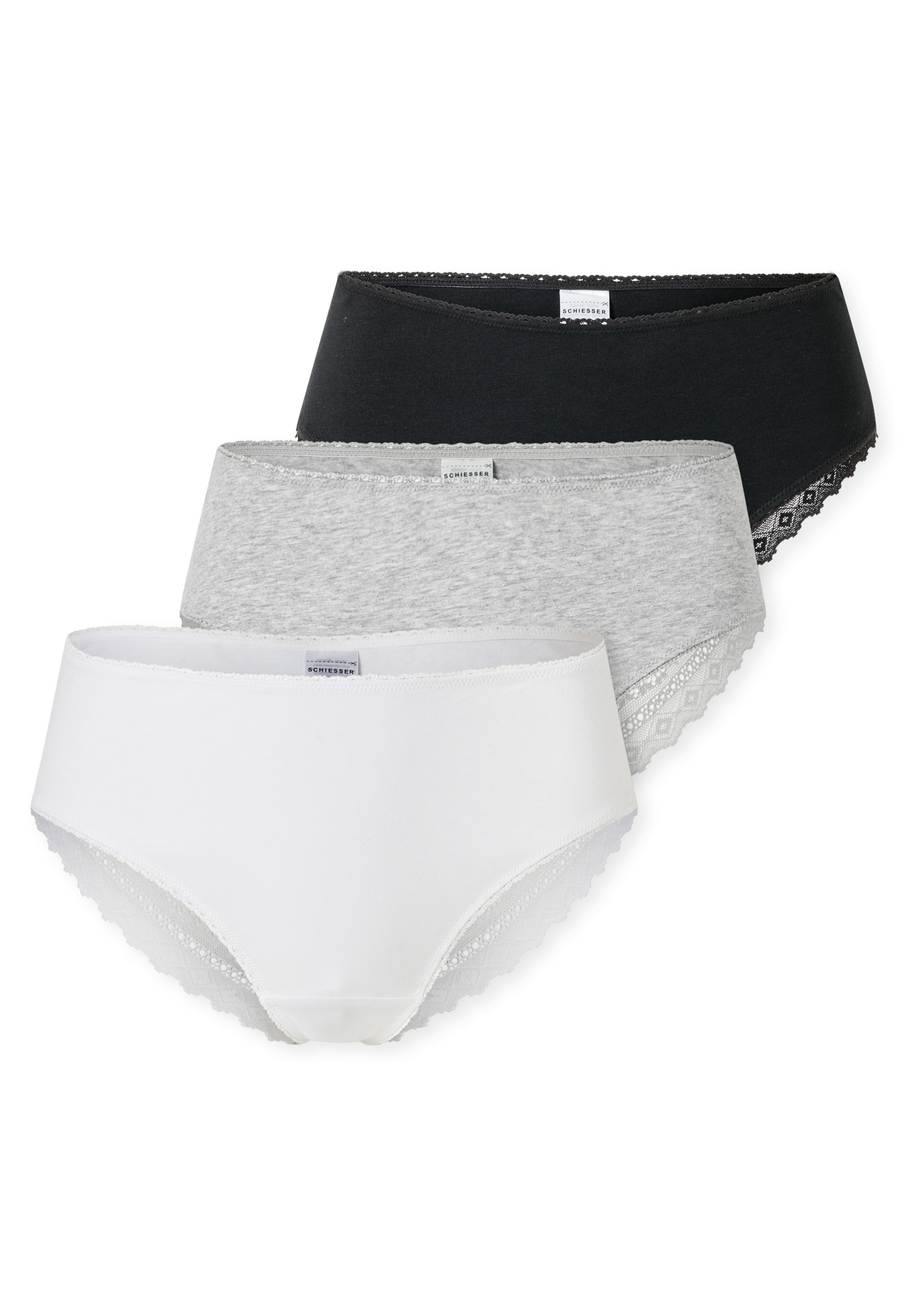 Schiesser Brasilslip "Modern Multipacks", (3er Pack), Spitzenbänder, Single günstig online kaufen