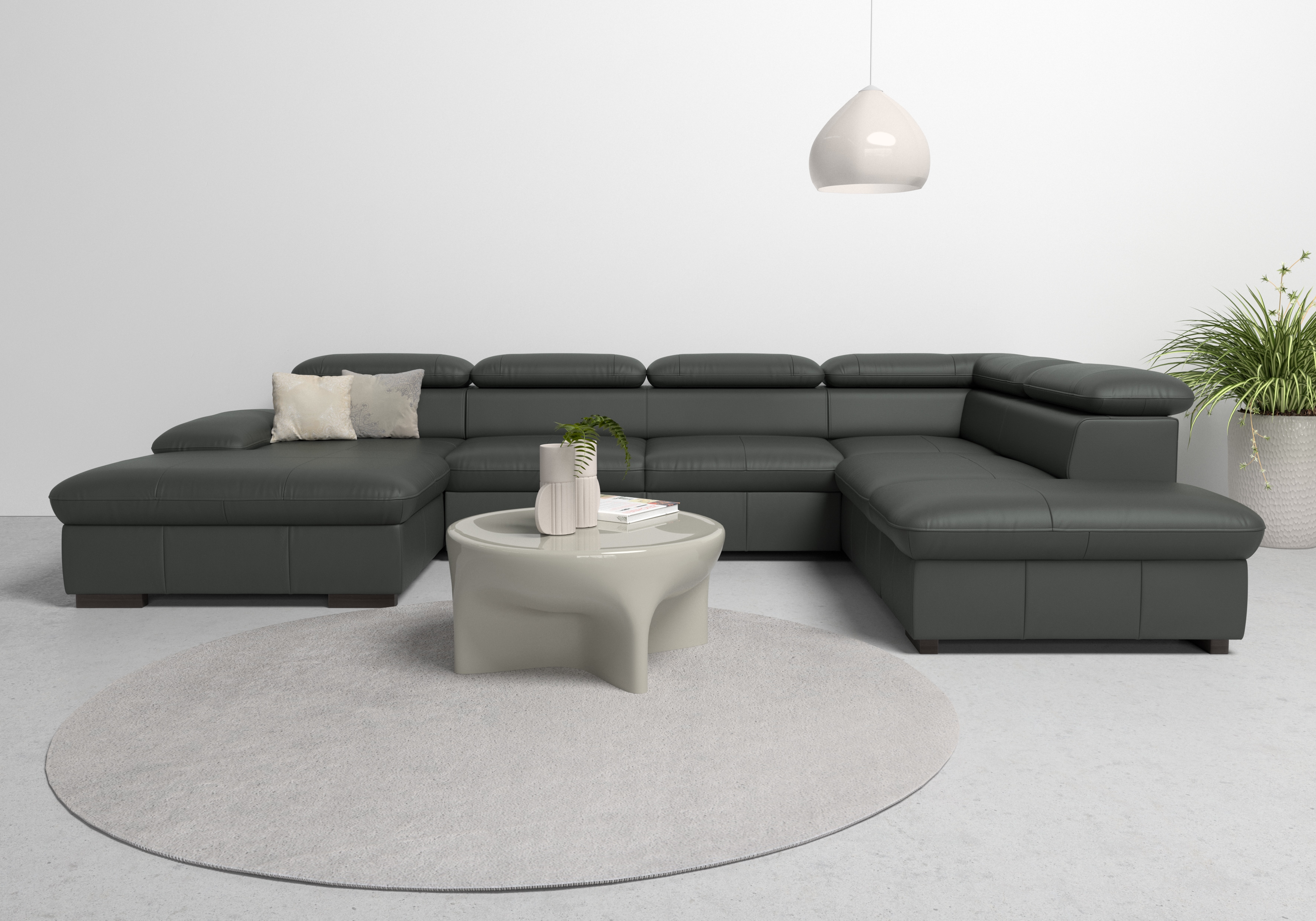 OTTO home Wohnlandschaft "Alberto U-Form, B: 350 cm, mit Kopfteilverstellung, XXL-Sofa" optional mit Schlaffunktion, Couch mit Lederoption