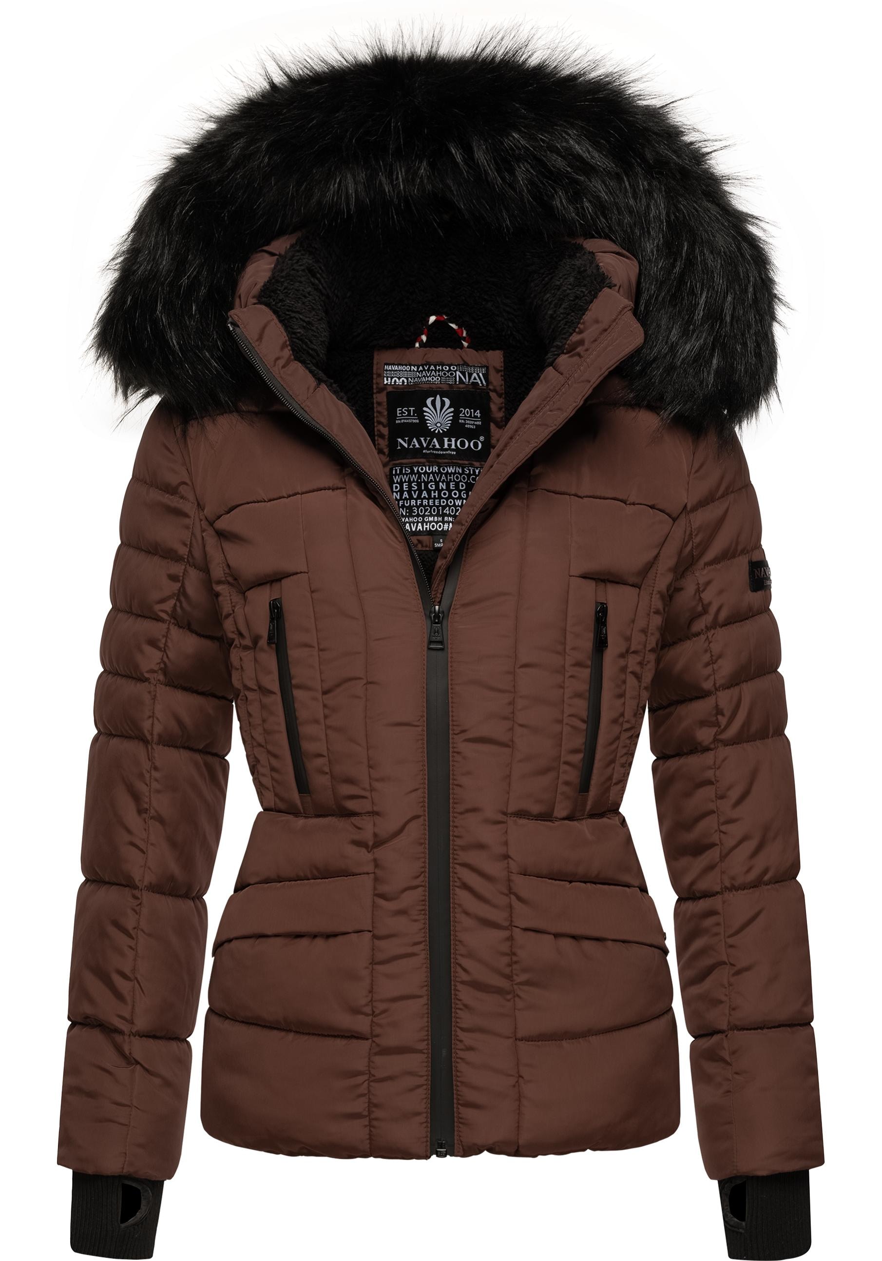 Navahoo Steppjacke "Adele" mitKapuze hochwertige Winterjacke mit edler Kuns günstig online kaufen