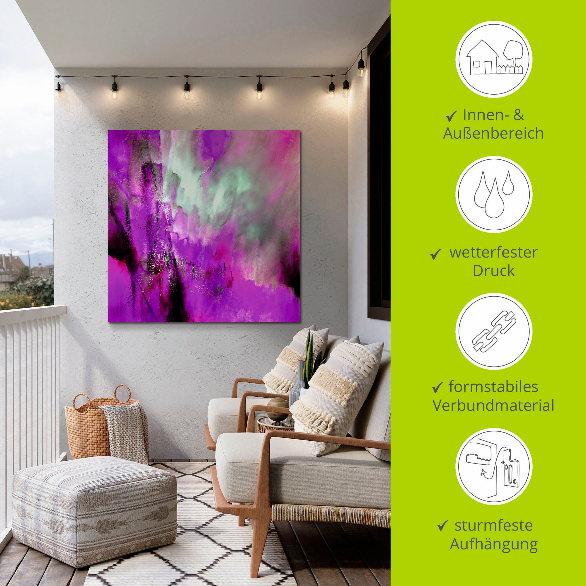 Artland Wandbild »Rosa Licht«, Gegenstandslos, (1 St.), als Alubild, Outdoorbild, Leinwandbild, Poster in verschied. Größen