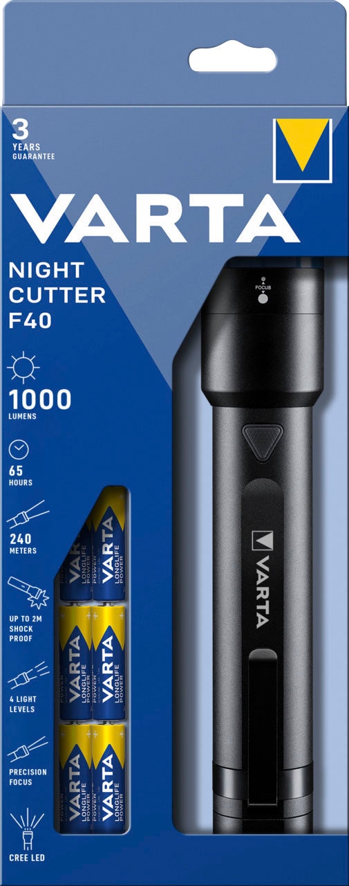 VARTA Taschenlampe »Night Cutter F40 Premium«, (Set), 1000 Lumen  Leuchtstärke, vier Leuchtmodi, schwarz | BAUR