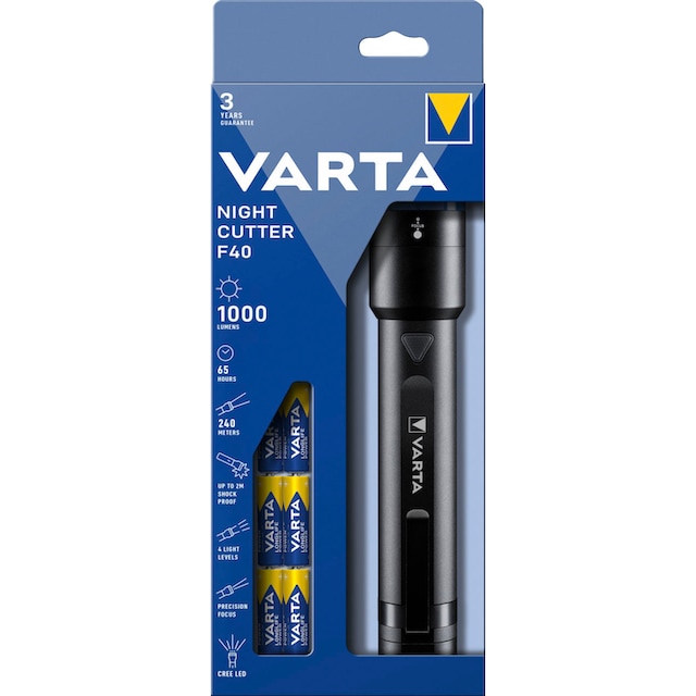VARTA Taschenlampe »Night Cutter F40 Premium«, (Set), 1000 Lumen  Leuchtstärke, vier Leuchtmodi, schwarz | BAUR