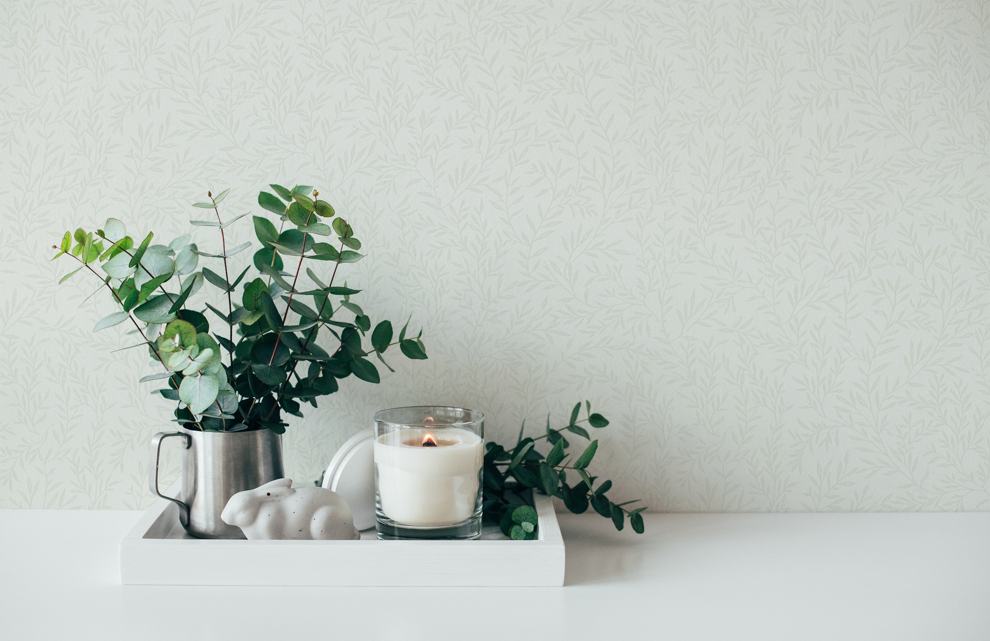 A.S. Création Vliestapete »Landhaustapete Floral«, matt-gemustert-neutral, Natur-Tapete mit Blätterranke Tapeten Wohnzimmer Schlafzimmer Küche