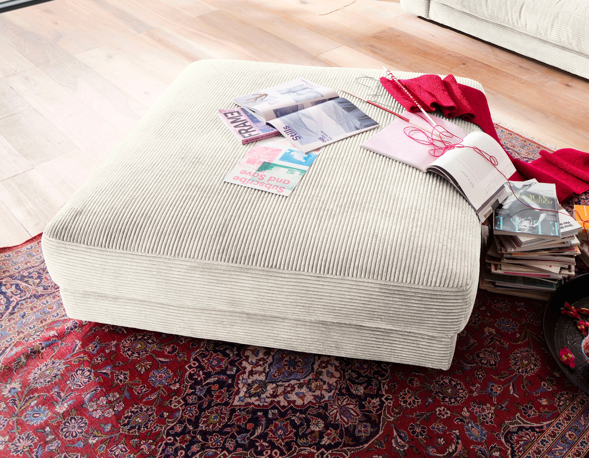 Home affaire Hocker "Enisa" passend zum "Enisa"-Sofa, Bezug in Cord günstig online kaufen