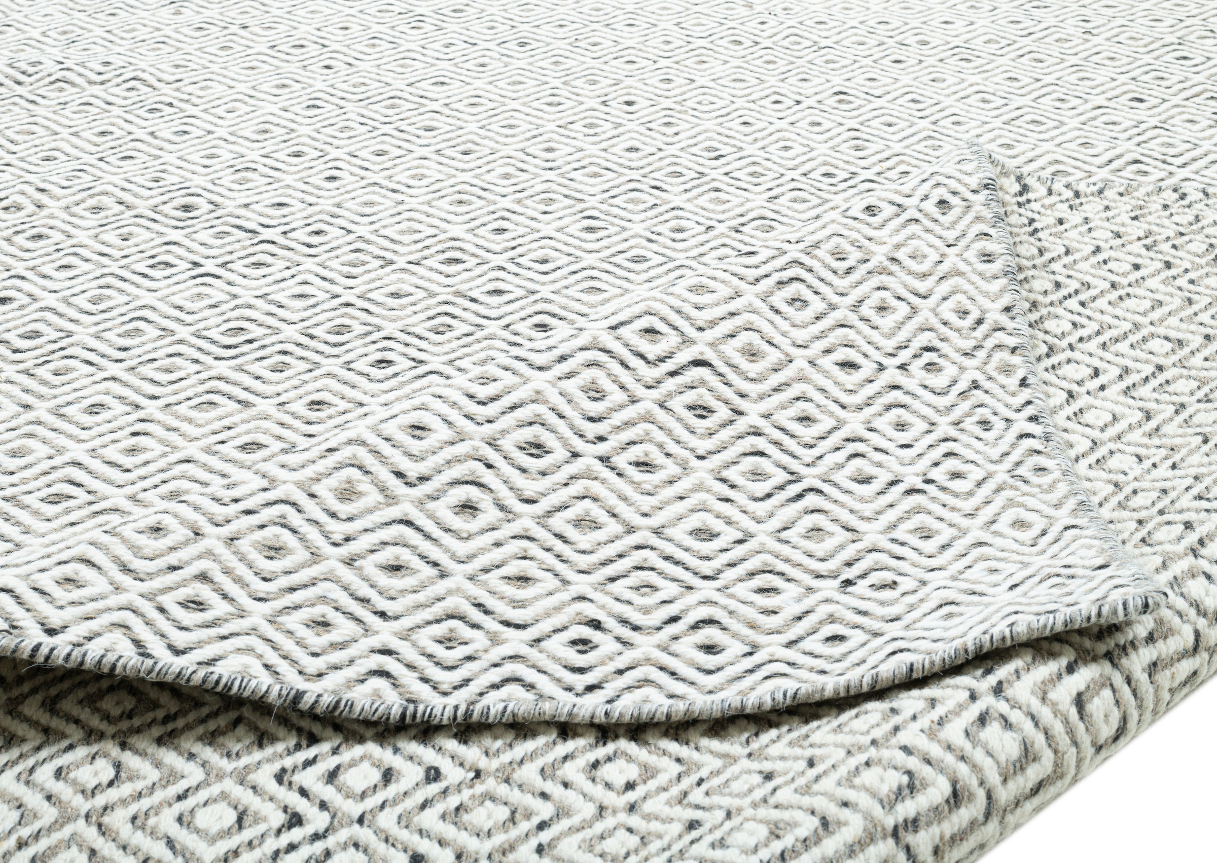 my home Wollteppich »Daoulas«, rechteckig, 10 mm Höhe, Handweb Teppich, reine Wolle, modernes Rauten Muster, Scandi Design