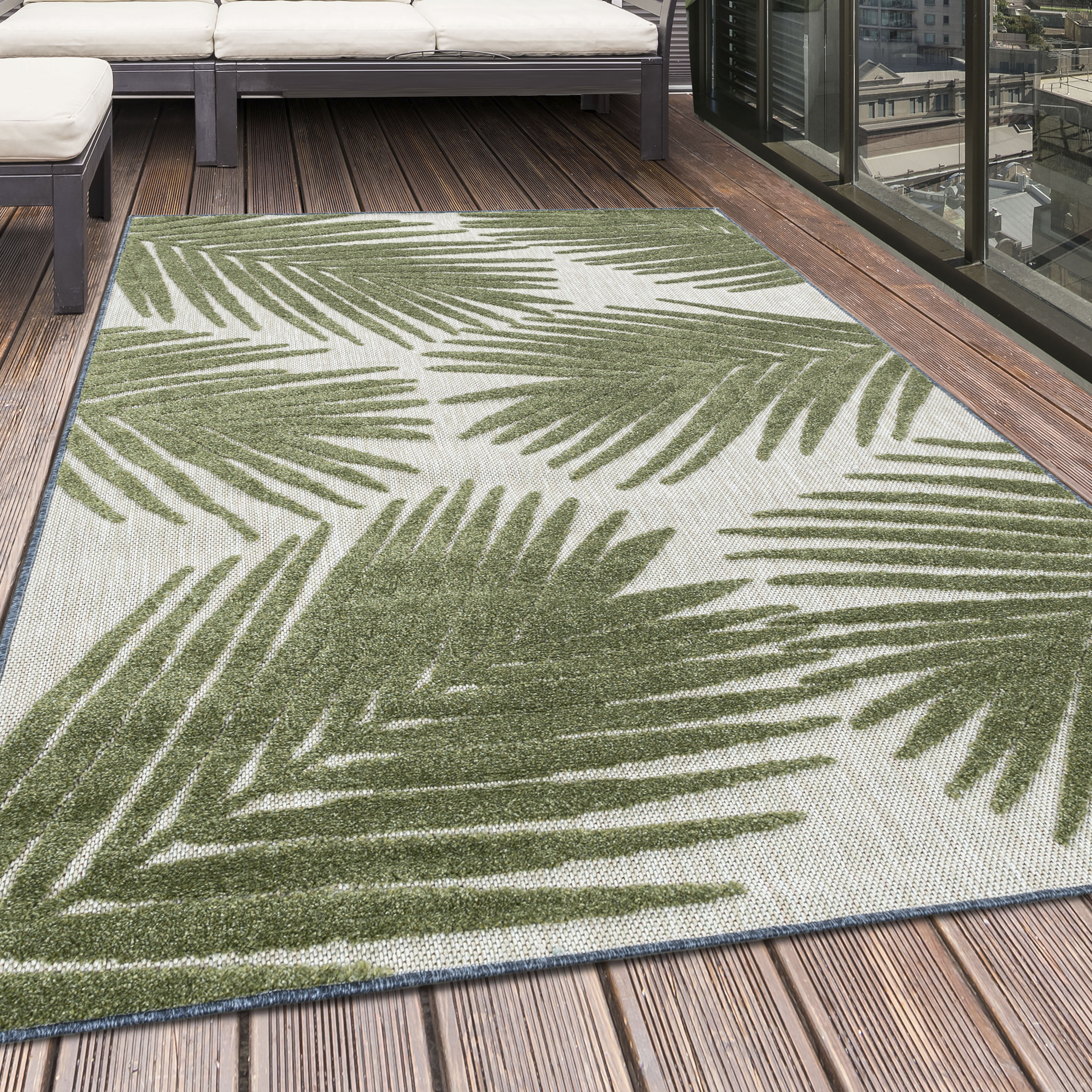Ayyildiz Teppiche Outdoorteppich "BAHAMA 5155" rechteckig 8 mm Höhe Läufer, Flachflor mit Hoch-Tief-Struktur, In-und Outdoor geeignet