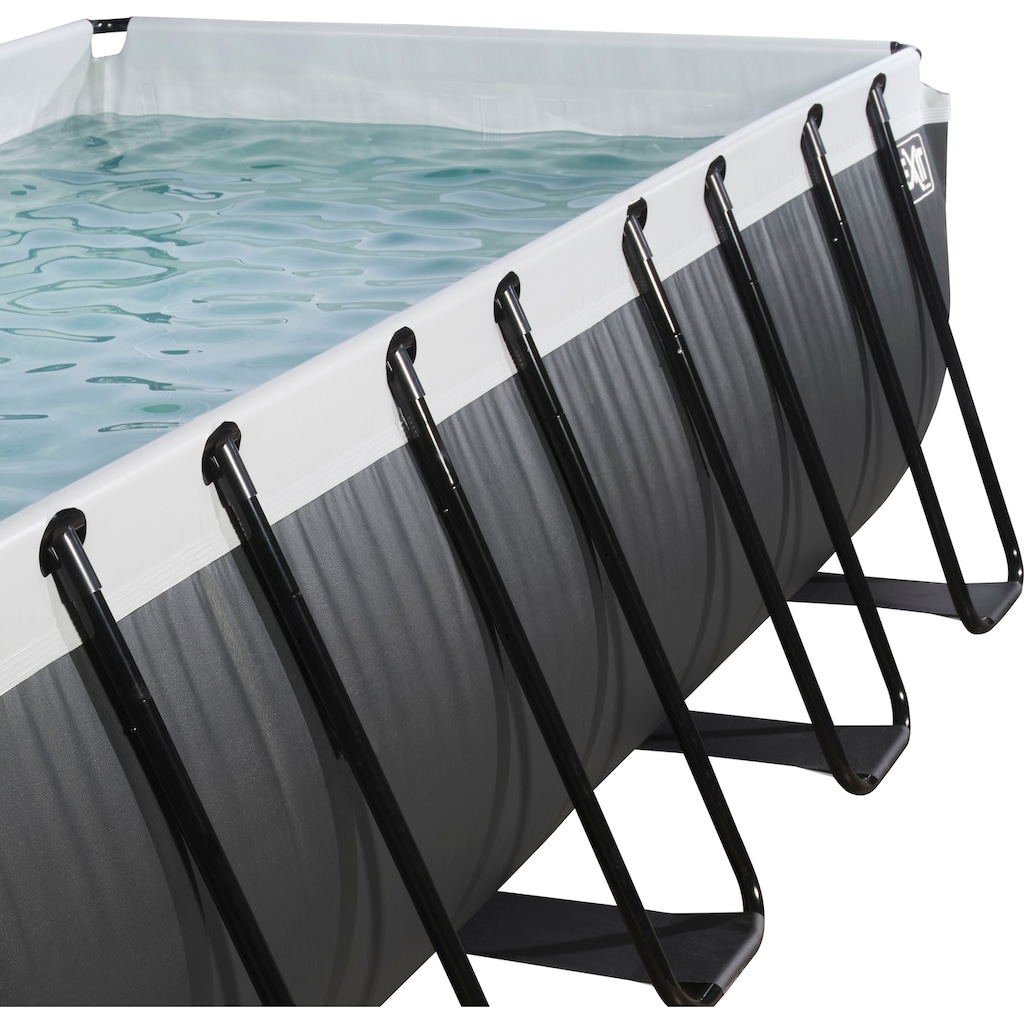 EXIT Framepool »Black Leather«, BxLxH: 200x400x122 cm, mit Sandfilteranlage, Leiter und Abdeckung