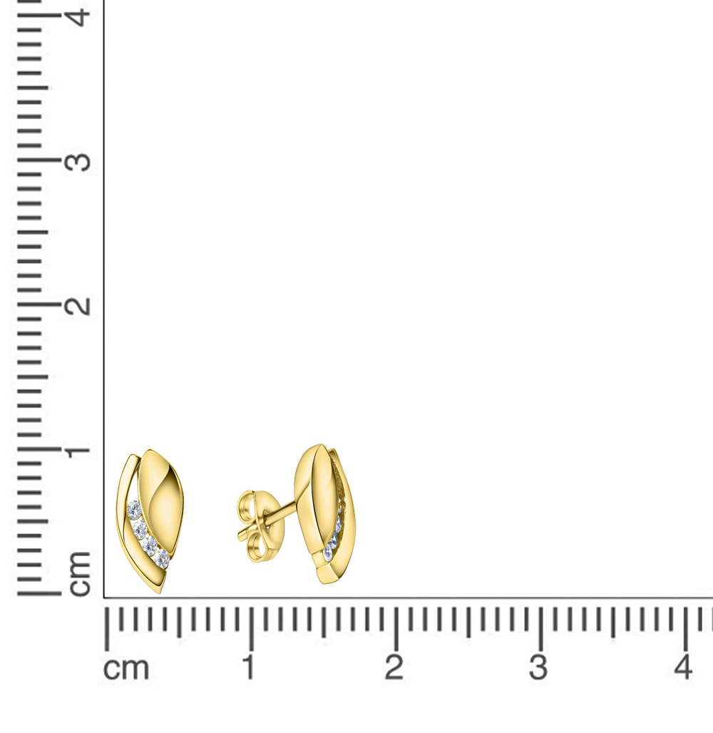 Zeeme Paar Ohrstecker »925/- Sterling Silber vergoldet Zirkonia«