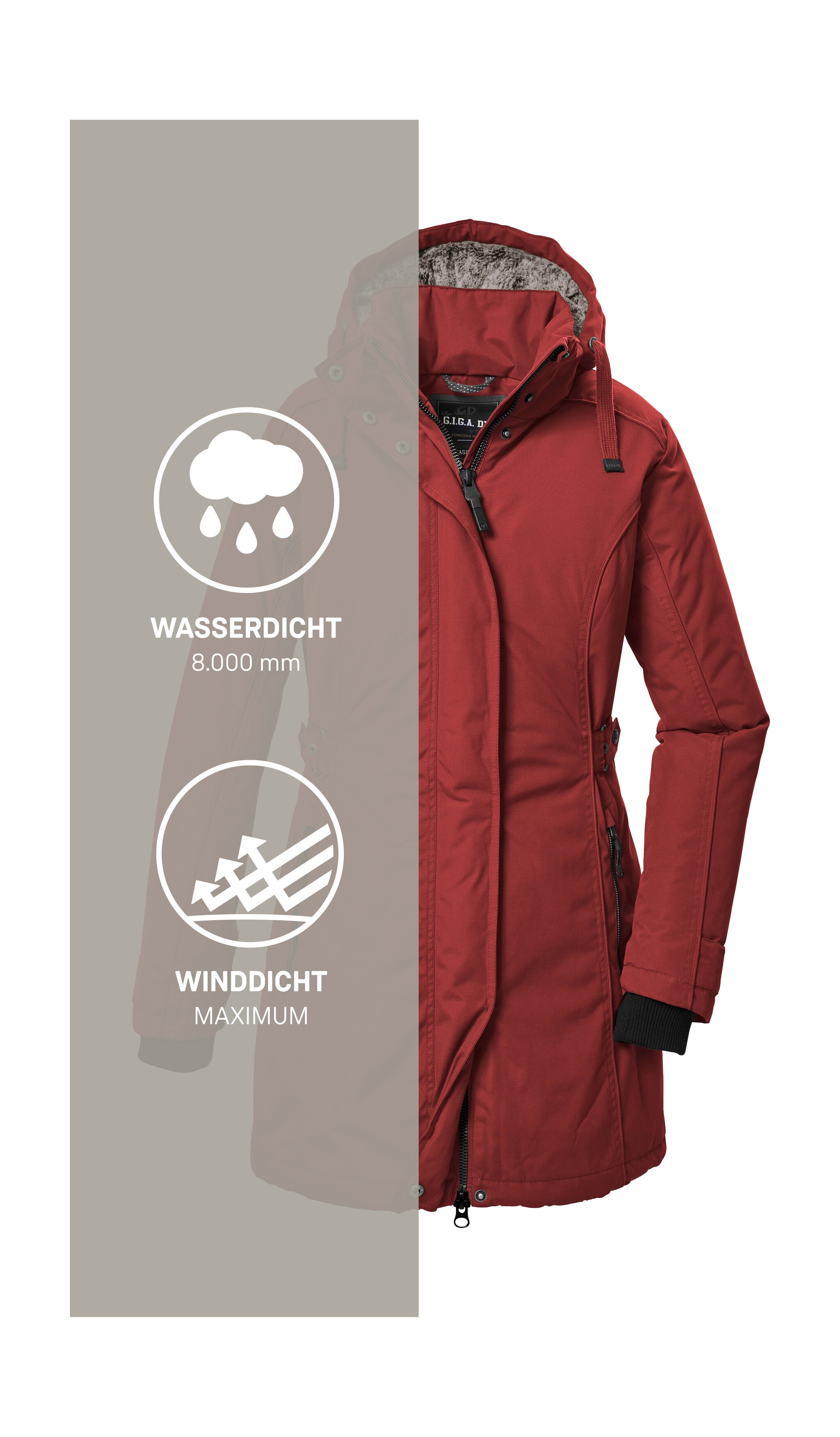 G.I.G.A. DX by killtec Parka »GW 70 WMN PRK«, Wind- und wasserdichter Damenparka, atmungsaktiv, mit Fleece.