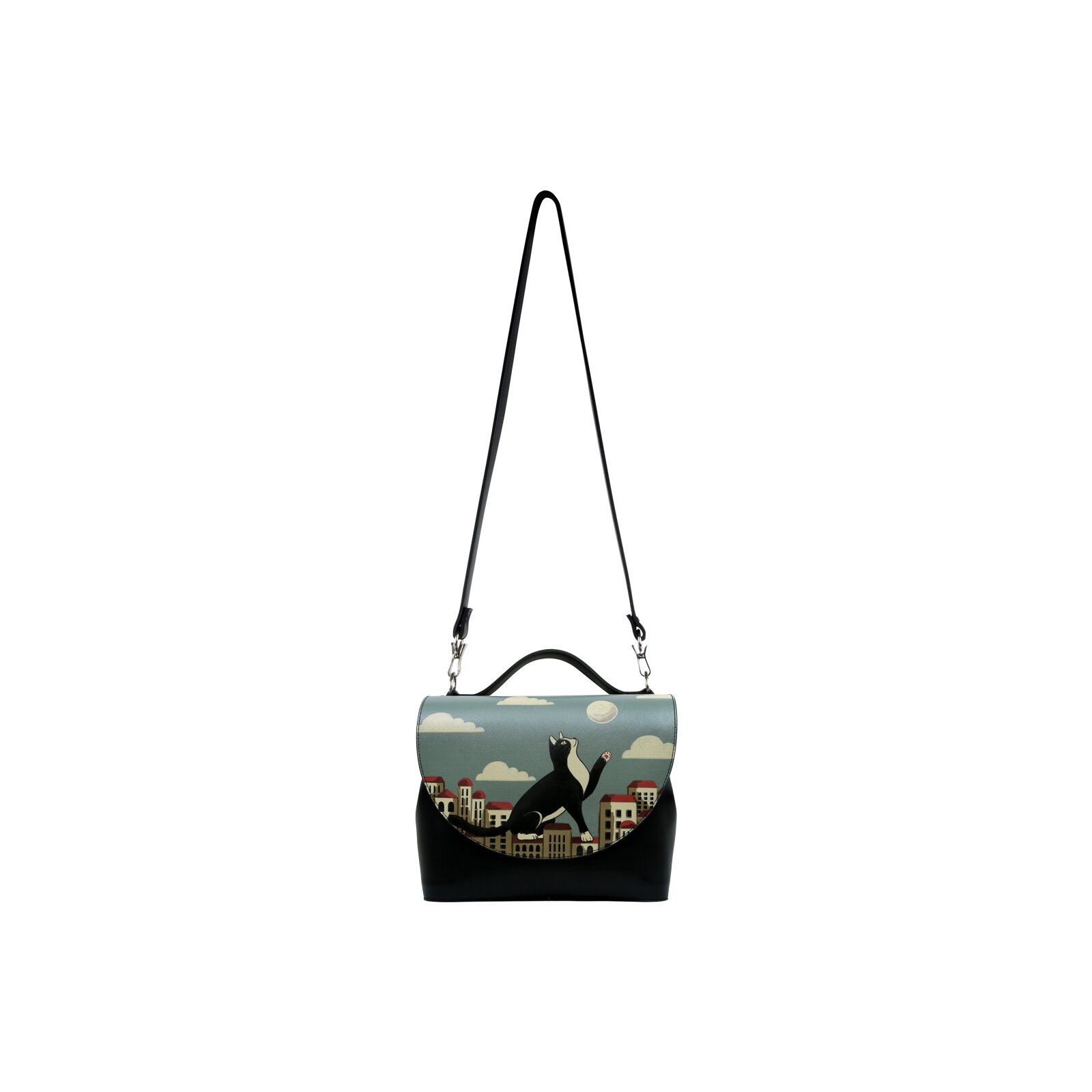 Henkeltasche DOGO "Handy Umhängetasche Over The Moon Schultertasche", Damen, Gr. B/H/T: 24cm x 12cm onesize, schwarz, Taschen, Handgefertigt 3