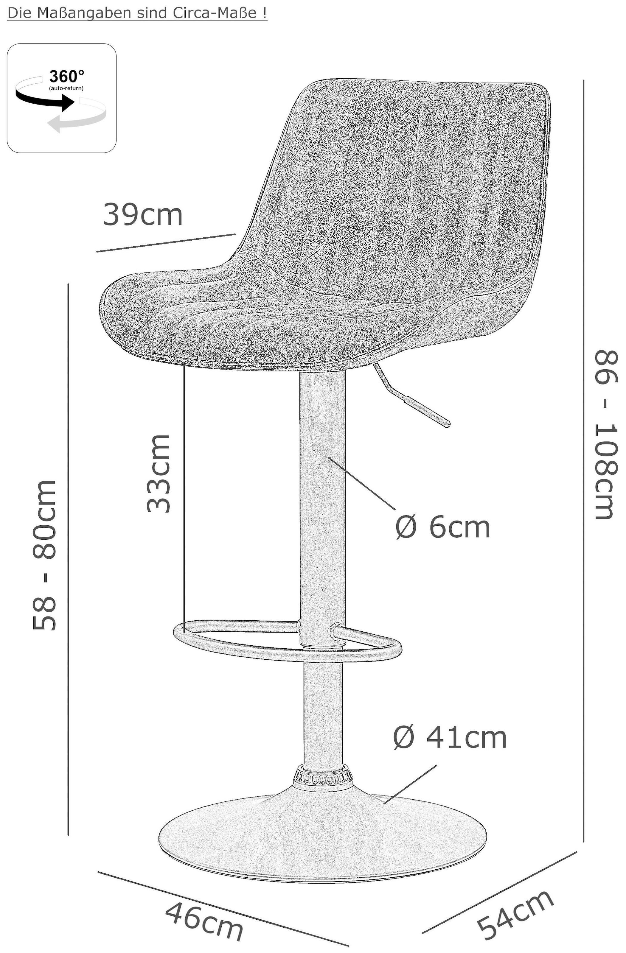 HELA Barhocker »SABINE«, (Set), drehbar,höhenverstellbar mit Gasdruckfeder,Vintage-Optik