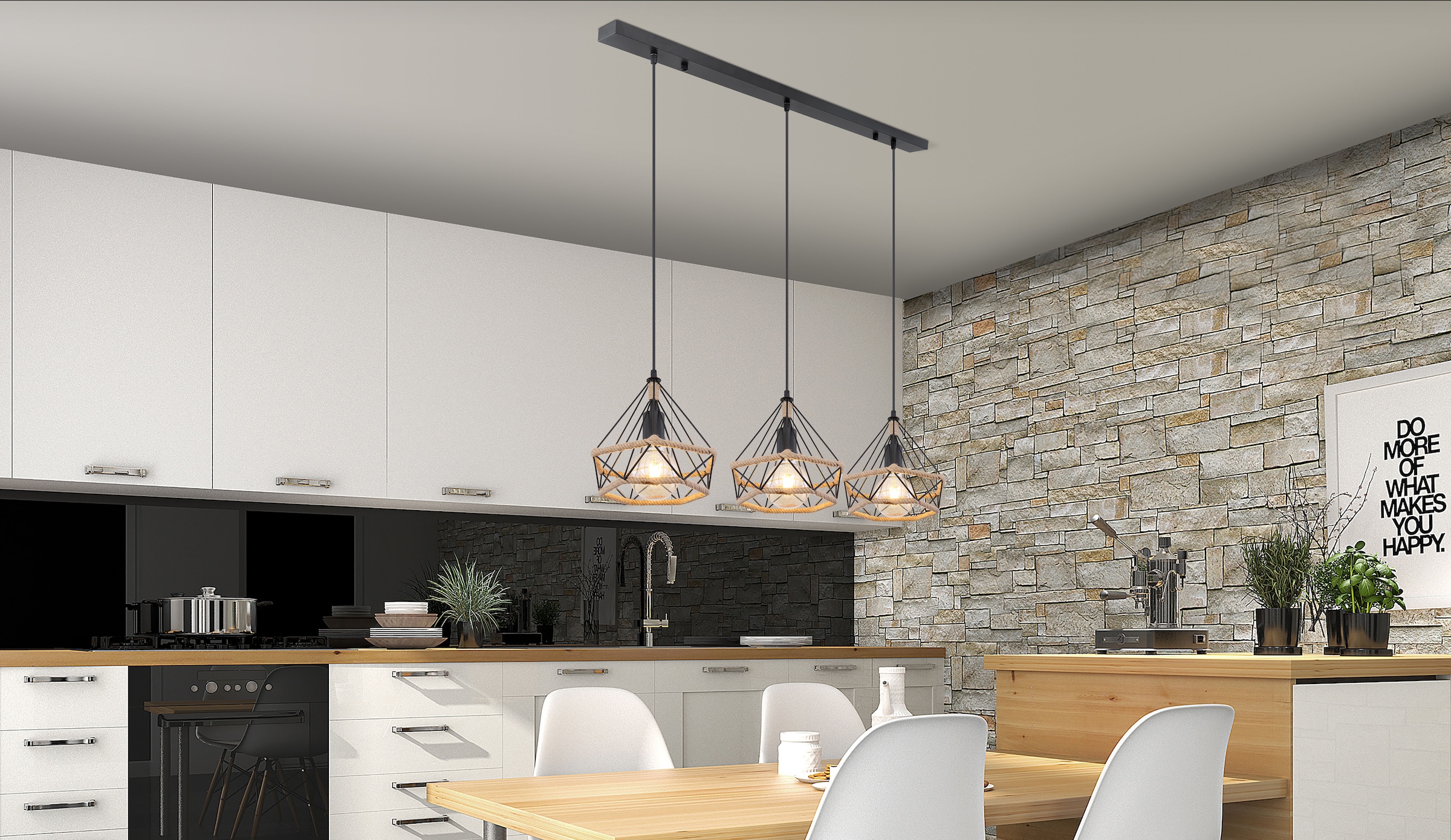 GLOBO LIGHTING Hängeleuchte »ULLEU«, Leuchtmittel E27 | ohne Leuchtmittel, Hängelampe/Pendelleuchte/Esszimmer/Wohnzimmer/Esstisch