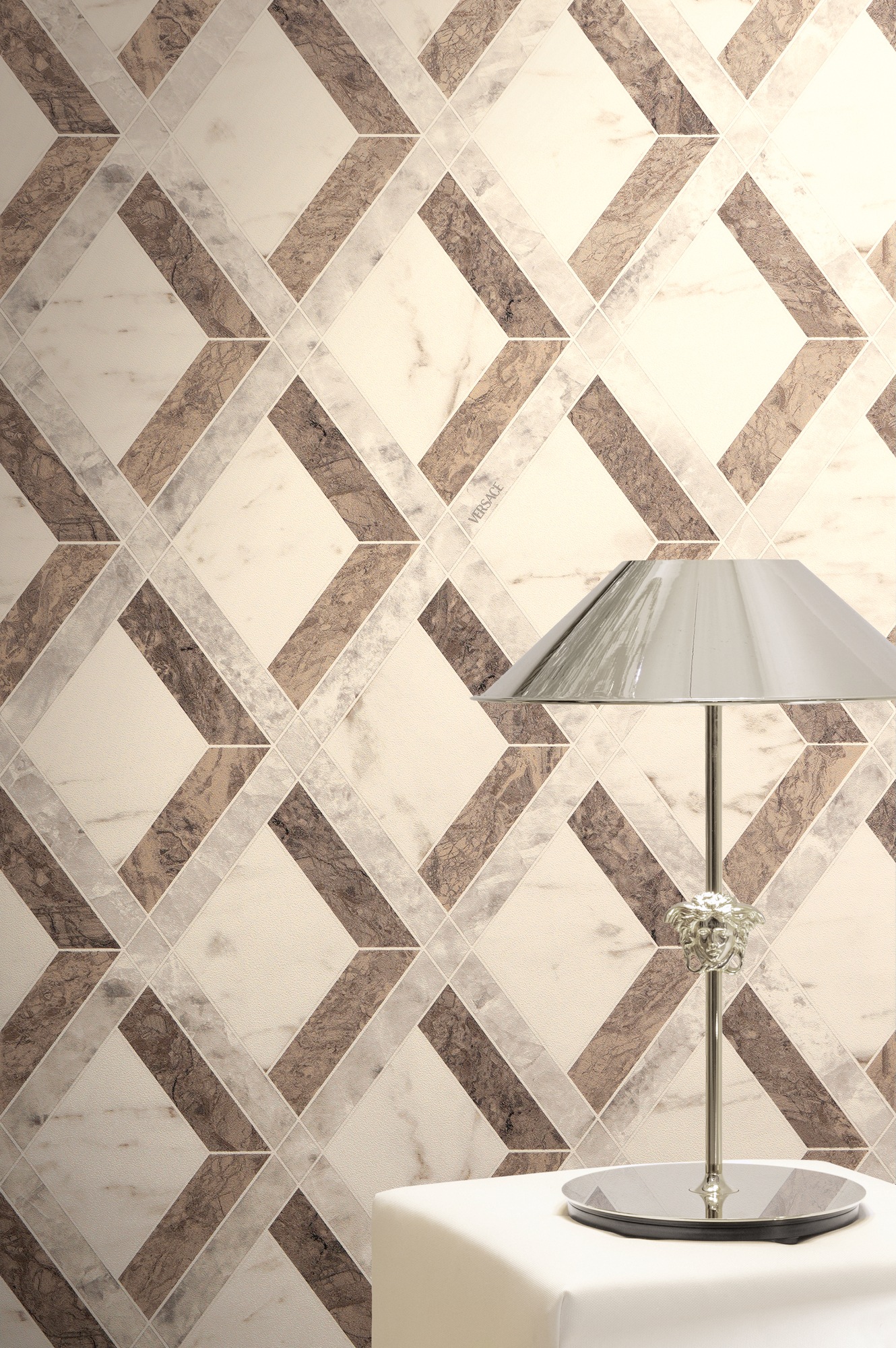 Versace Vliestapete »Versace 6 Tarsia –« 3D-Optik | Barock | Motiv geprägt Modernes Rautendesign in Marmoroptik mit strukturierter Oberfläche