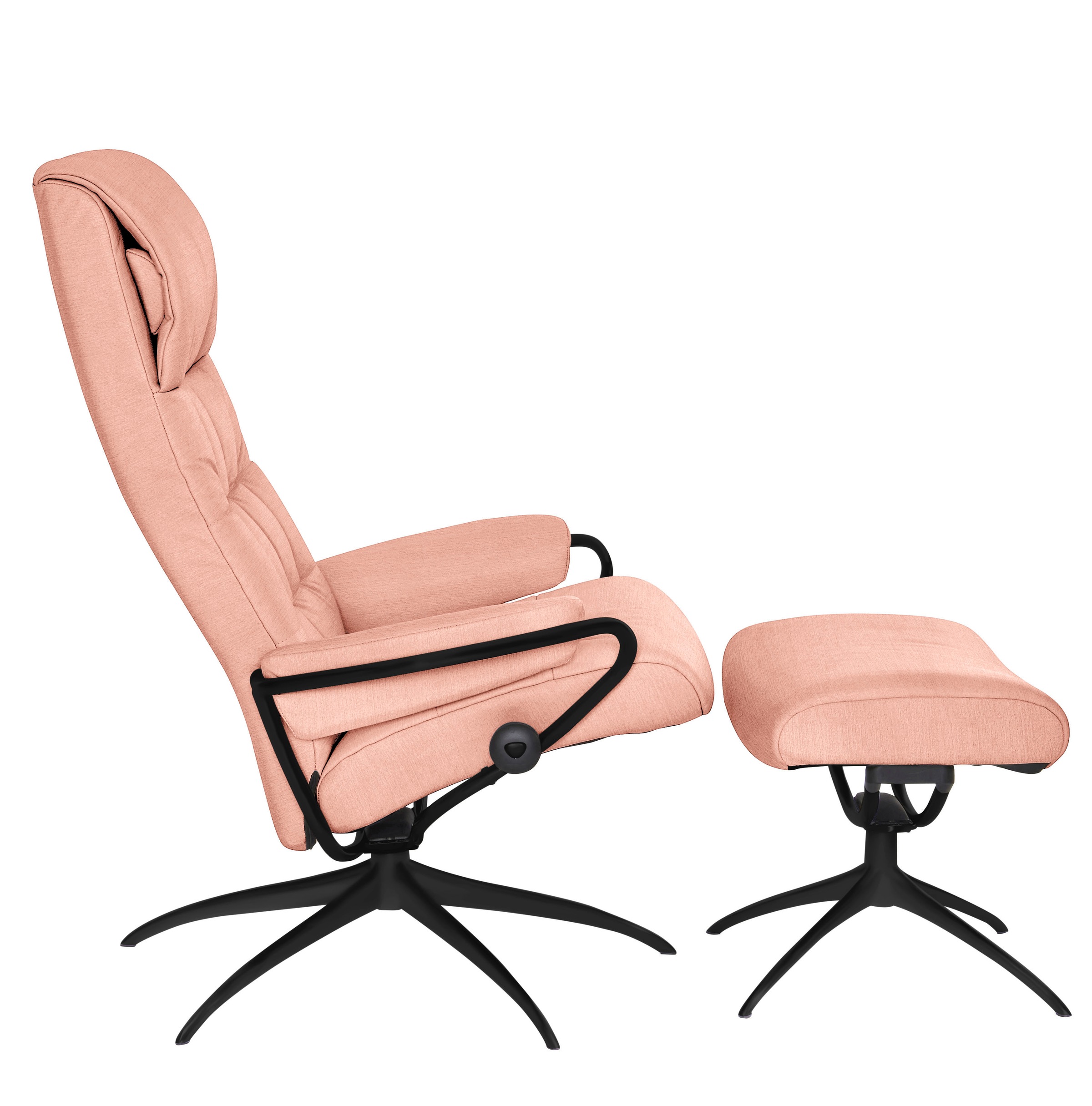 Stressless® Relaxsessel »London«, (Set, Relaxsessel mit Hocker), mit Hocker, High Back, mit Star Base, Gestell Schwarz