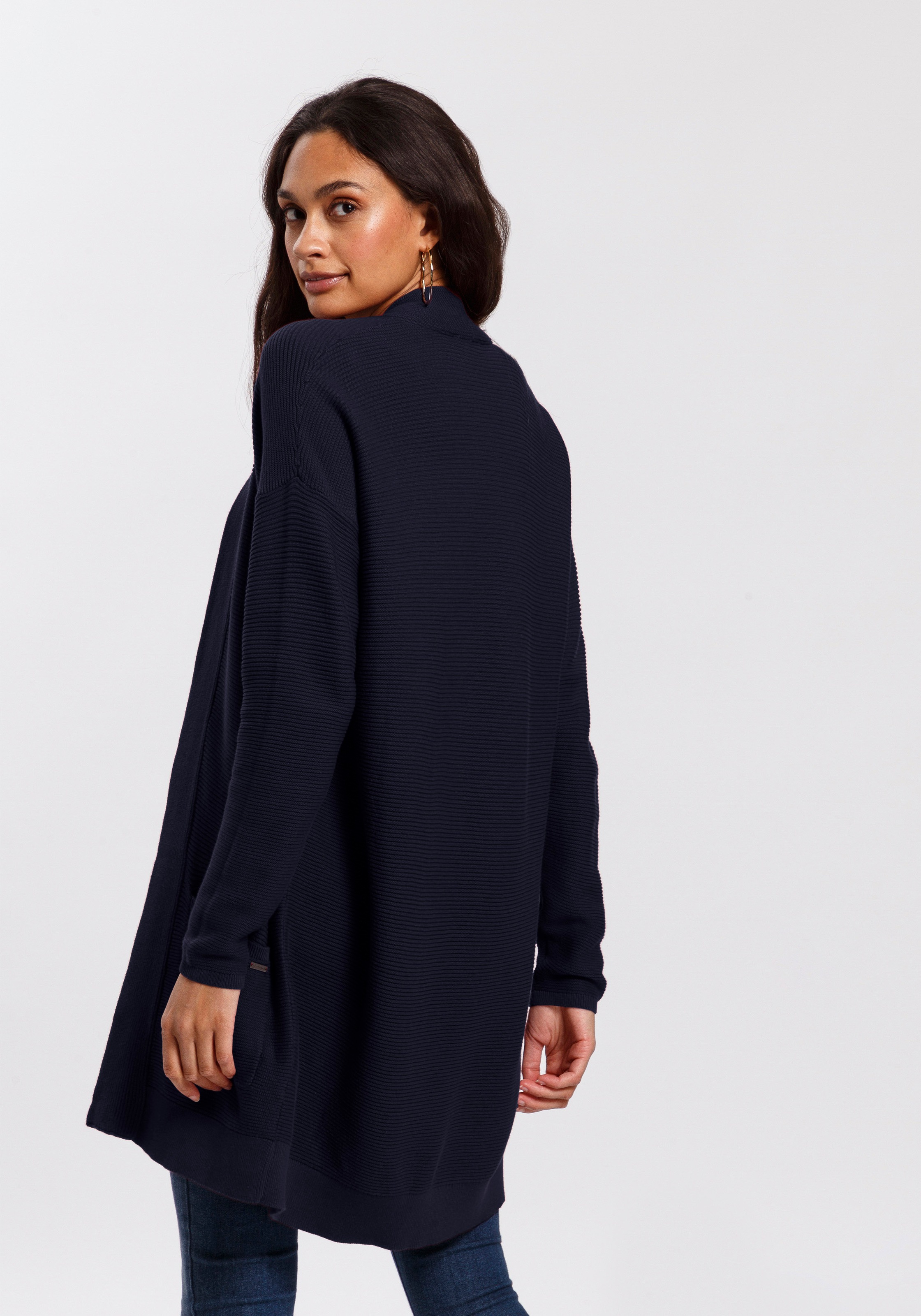 TOM TAILOR Longstrickjacke aus Rippstrick mit aufgesetzten Taschen günstig online kaufen