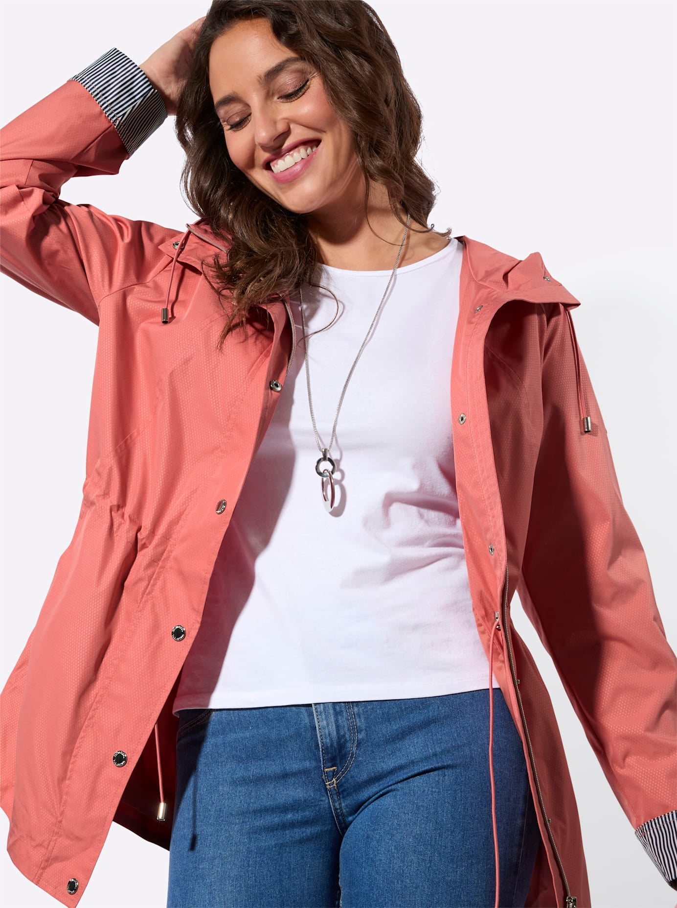 Casual Looks Langjacke mit Kapuze