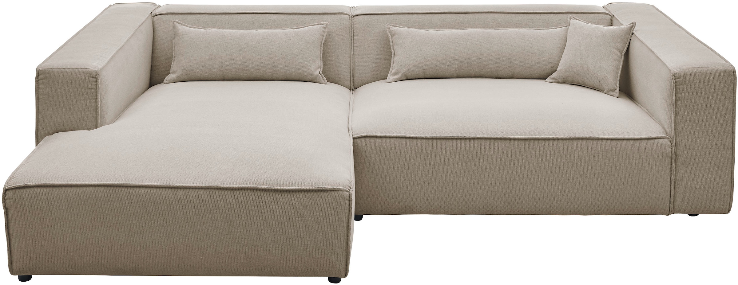 LeGer Home by Lena Gercke Ecksofa »PIARA XXL, Big-Sofa in Cord oder Leinenoptik, L-Form, mit Kedernaht«, wahlweise Ottomane rechts/links, schwarze Füße, extra tiefe Sitzfläche