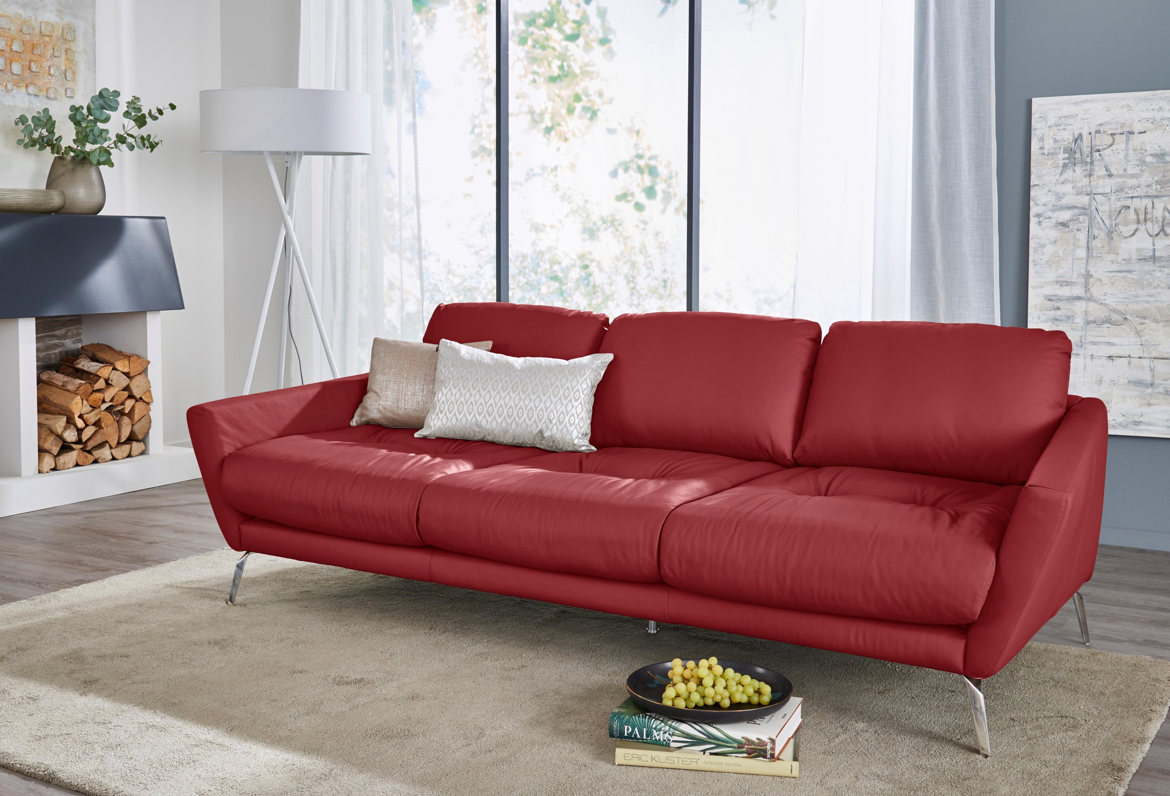 Big-Sofa »softy«, mit dekorativer Heftung im Sitz, Füße Chrom glänzend