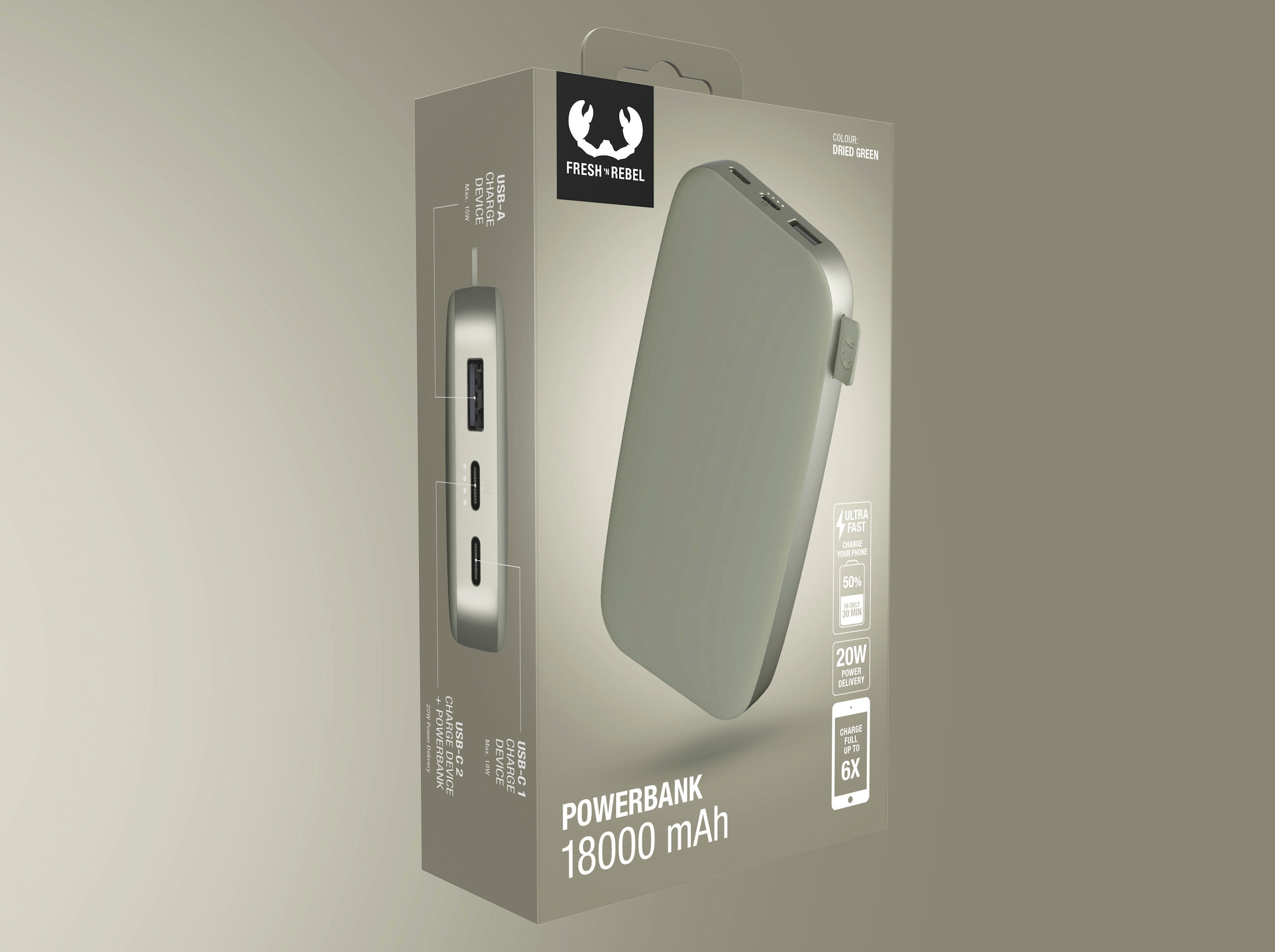 Fresh´n Rebel Powerbank »Power Pack 18000mAh mit USB-C, Ultra Fast Charge & 20W PD«