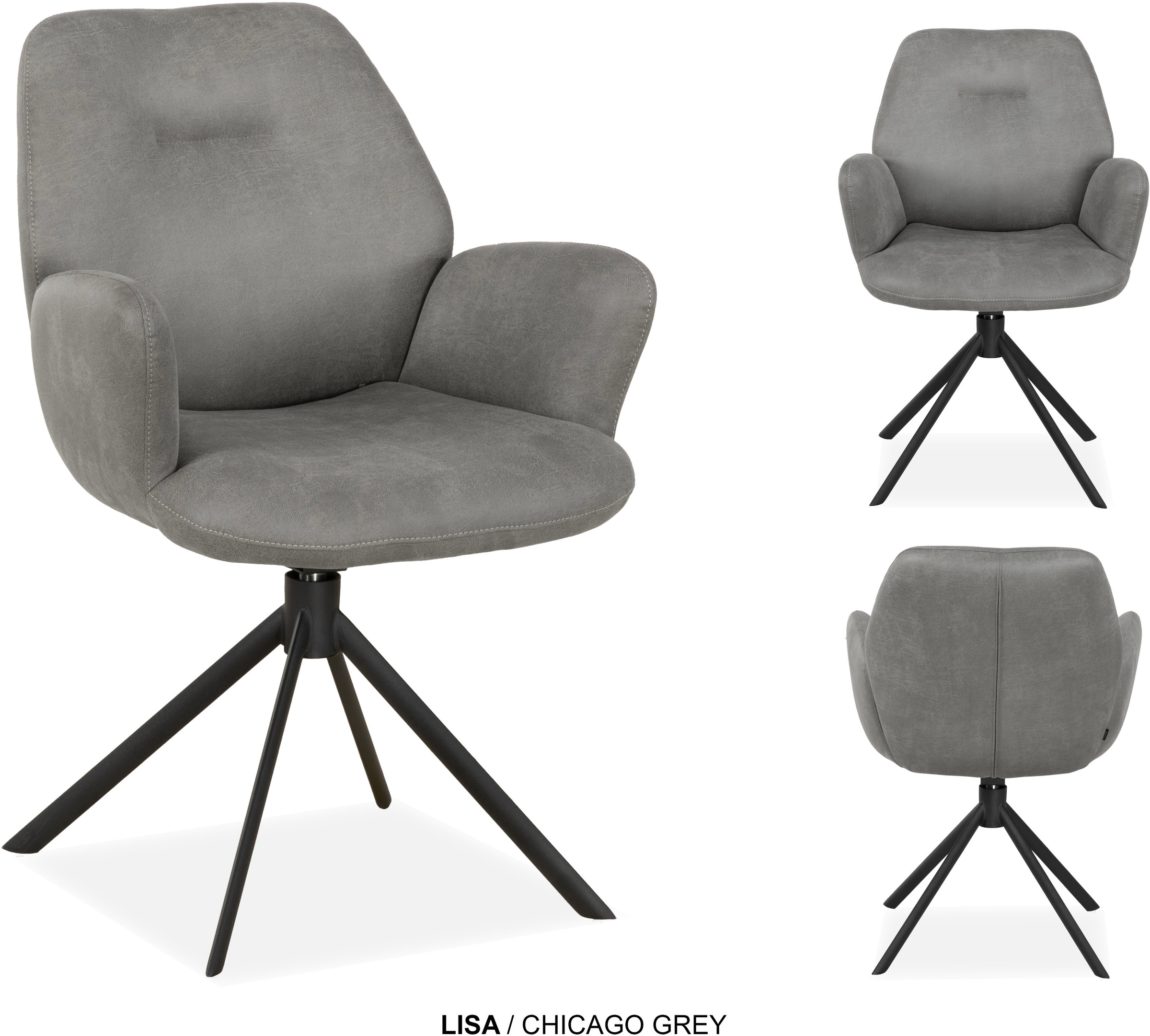 Thumbnail - OMG Design Esszimmerstuhl "Lisa" (Set) 1 Stk.Drehstuhl mit auto-return, Armlehnenstuhl