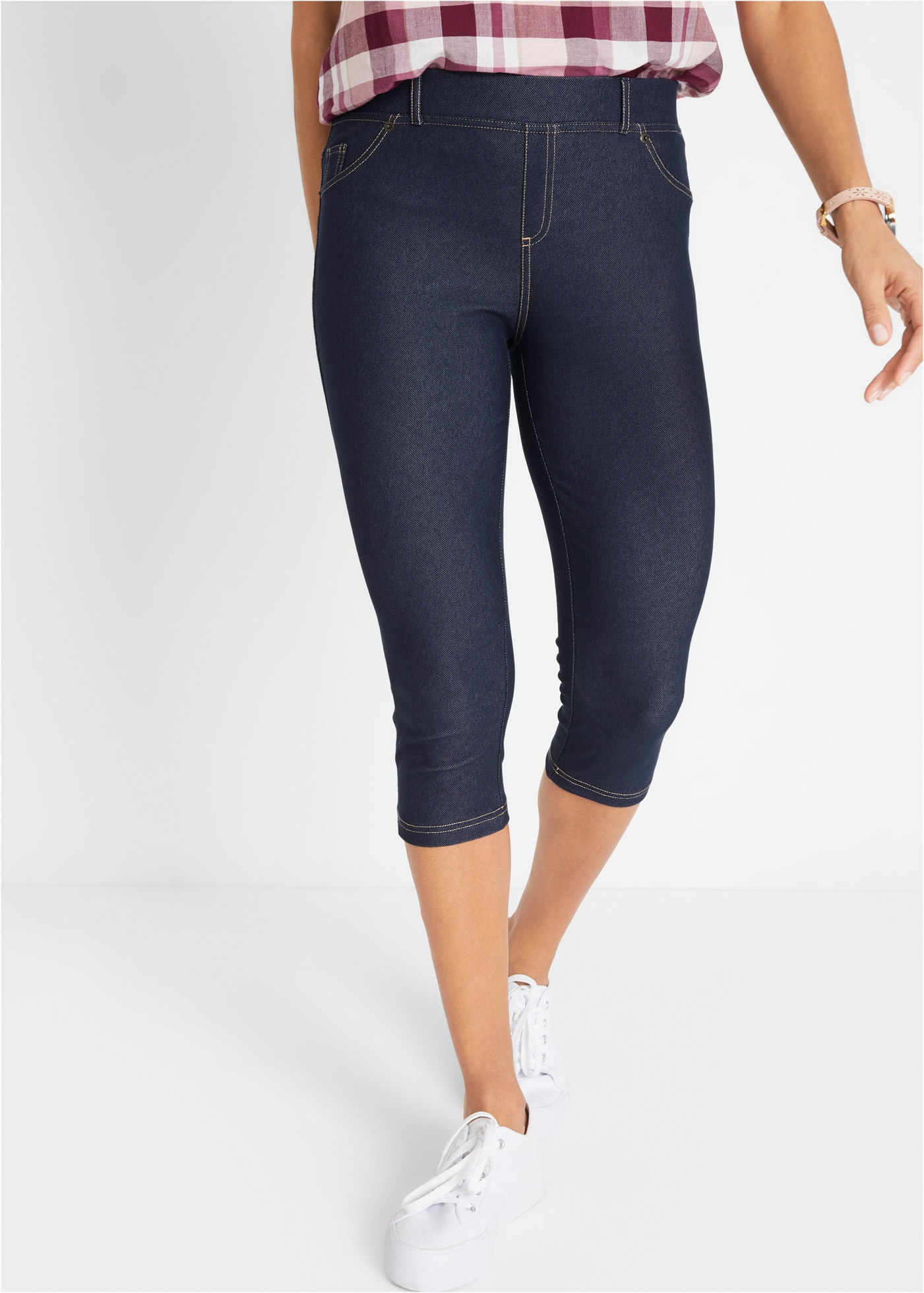 bonprix Caprileggings in Jeansoptik und schmaler Form, mit Taschen günstig online kaufen