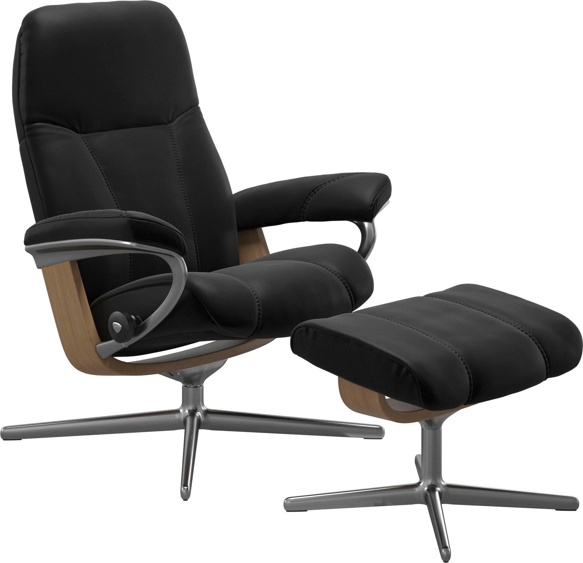 Stressless Relaxsessel "Consul" mit Cross Base, Größe S, M & L, Holzakzent Eiche, in 2 Bezugsqualitäten lieferbar