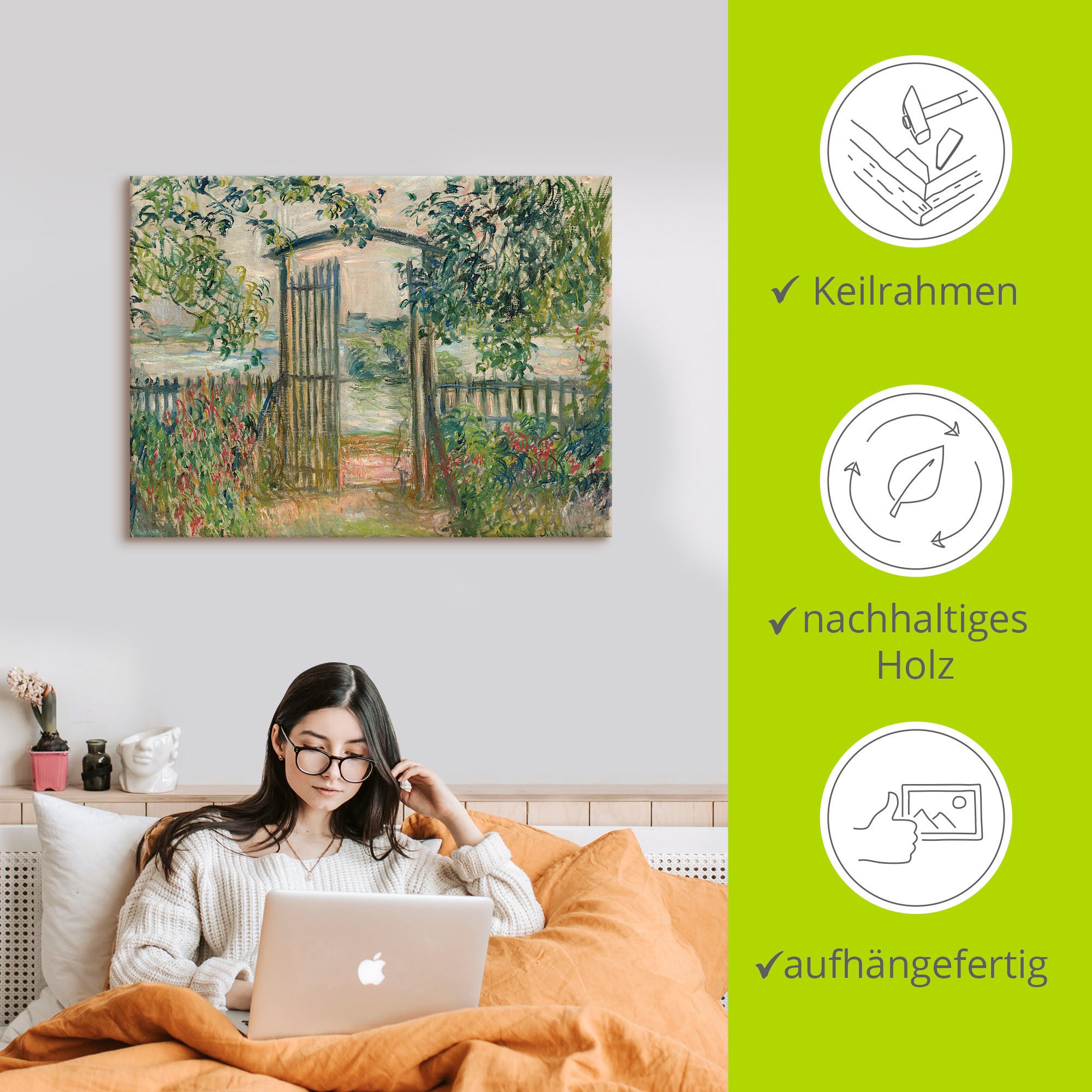 Artland Wandbild »Das Gartentor in Vetheuil«, Garten, (1 St.), als Leinwandbild, Poster in verschied. Größen