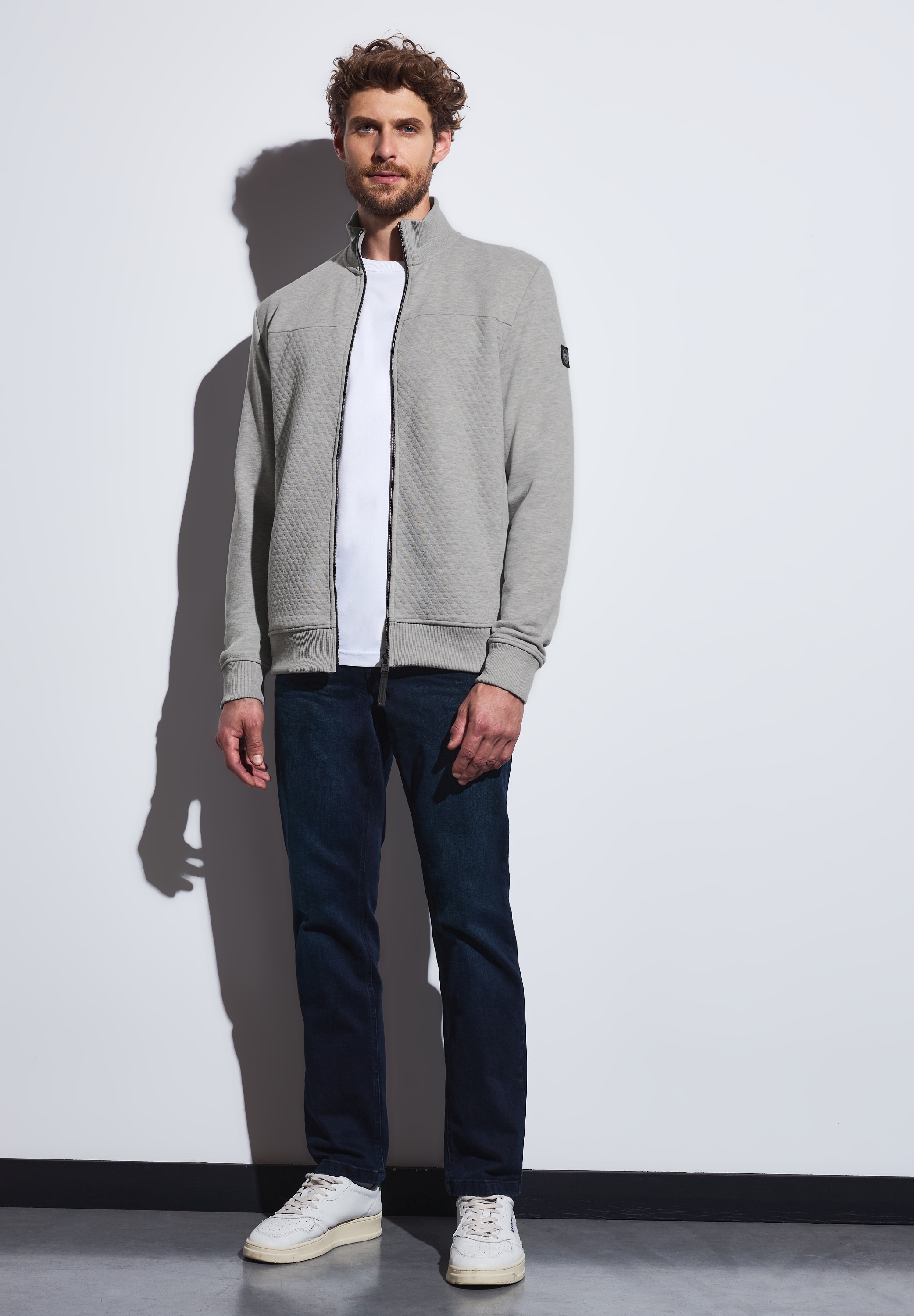 STREET ONE MEN Sweatjacke, mit Stehkragen