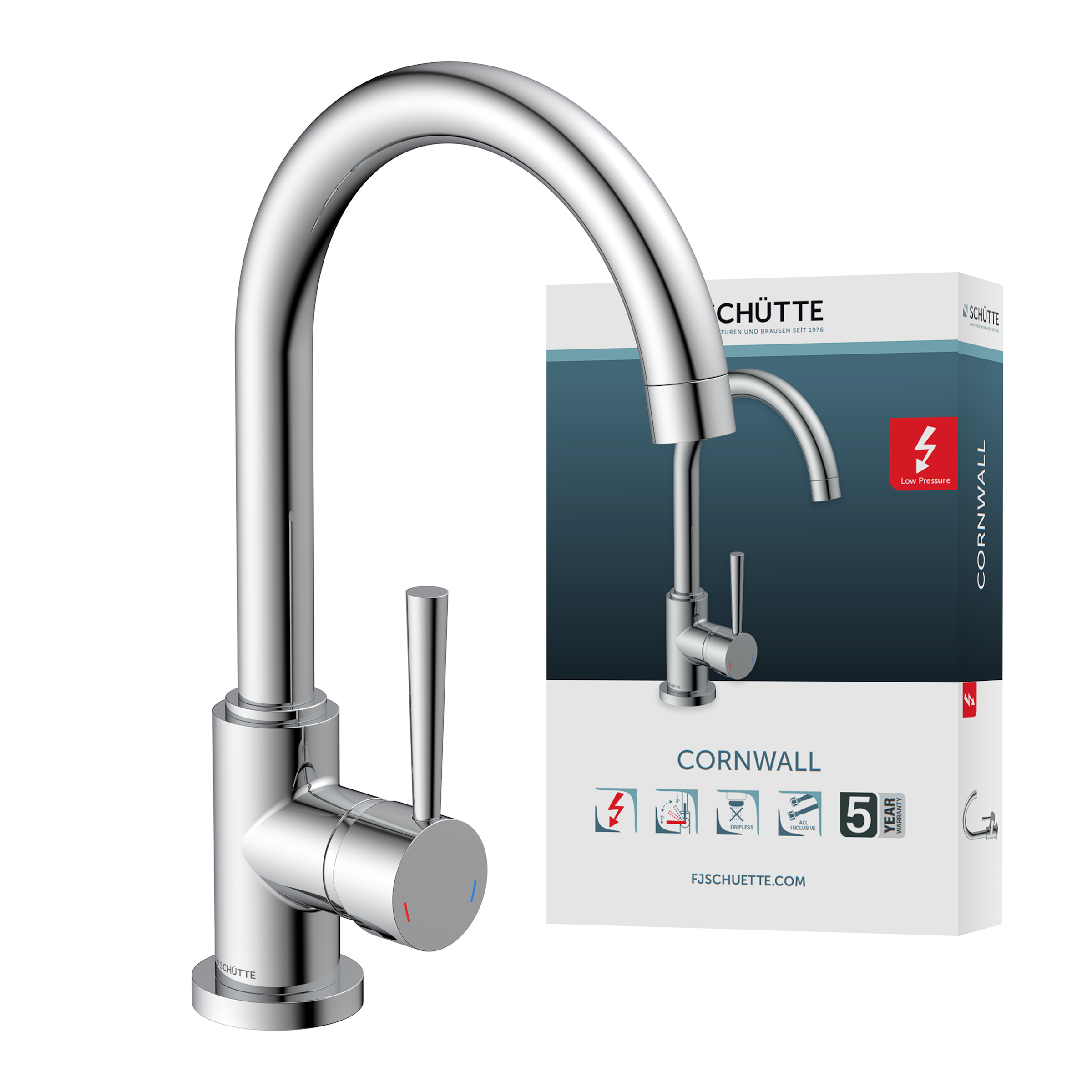 Schütte Spültischarmatur »Cornwall« Niederdruck, 360° schwenkbarer Wasserhahn, Mischbatterie