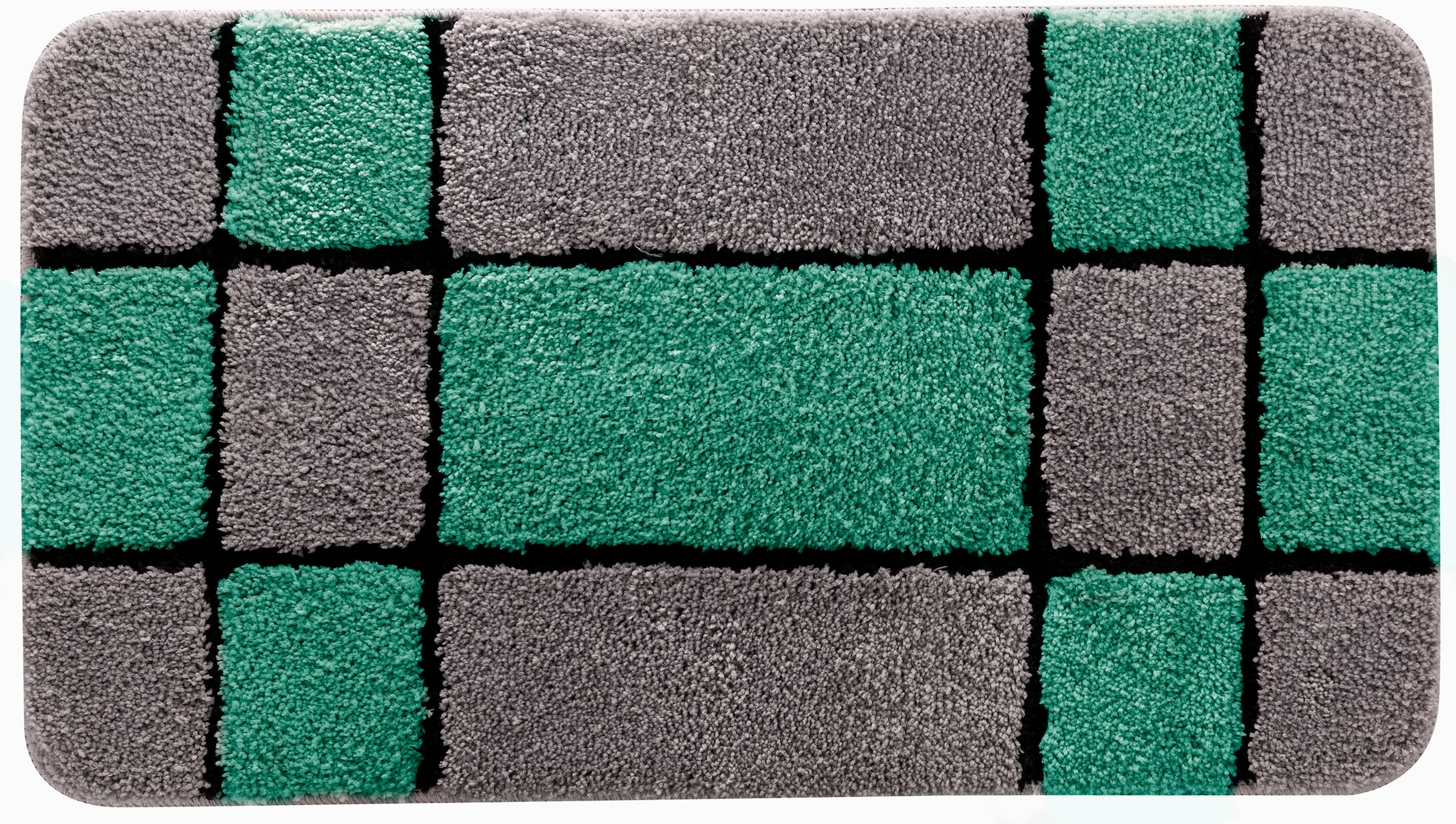 my home Badematte »Melli«, rutschhemmend beschichtet, fußbodenheizungsgeeignet, Badteppich, mit Muster, karierte Badematte