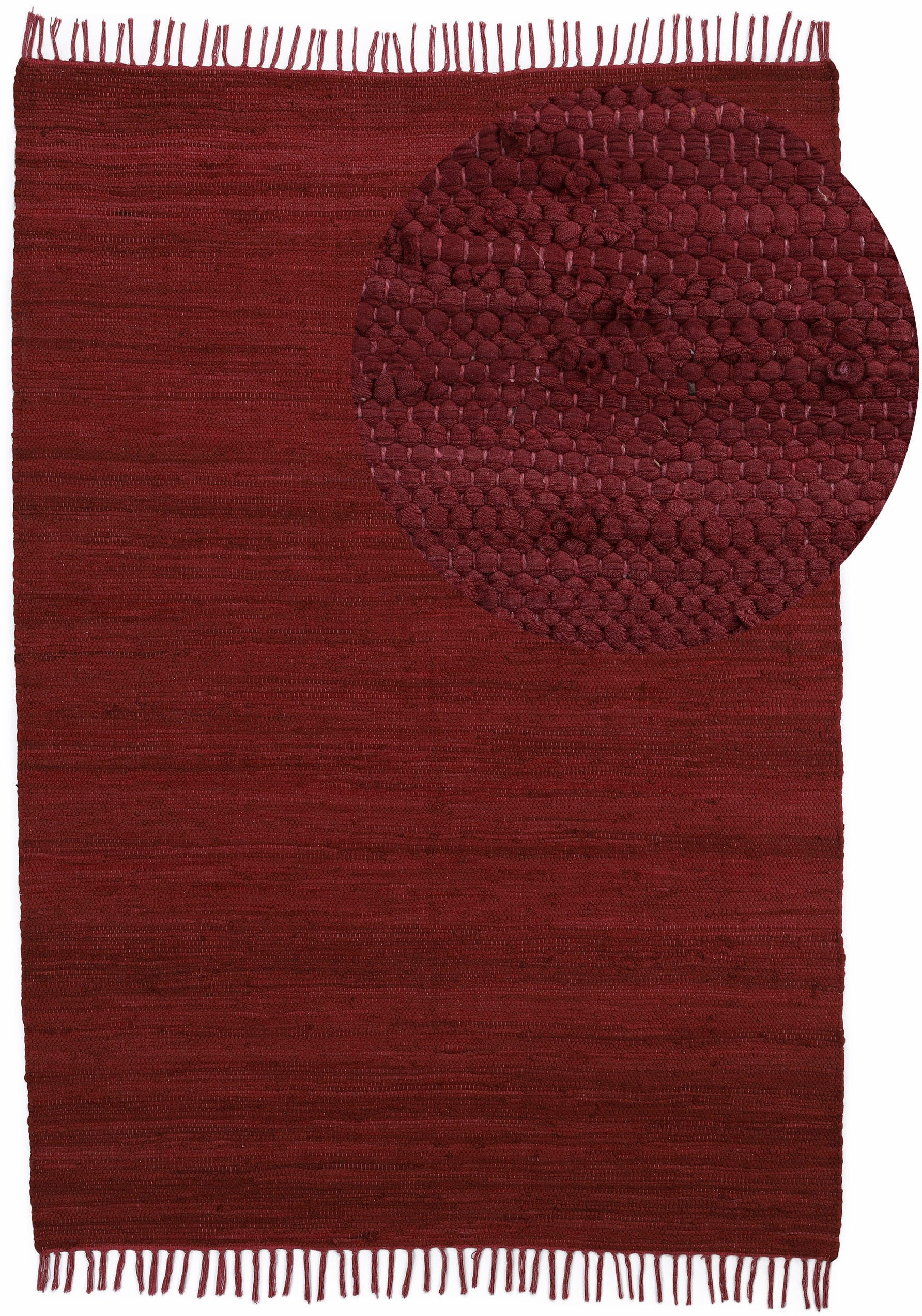 OTTO home Teppich "Handweb Uni, Wendeteppich" rechteckig 5 mm Höhe Fleckerl günstig online kaufen