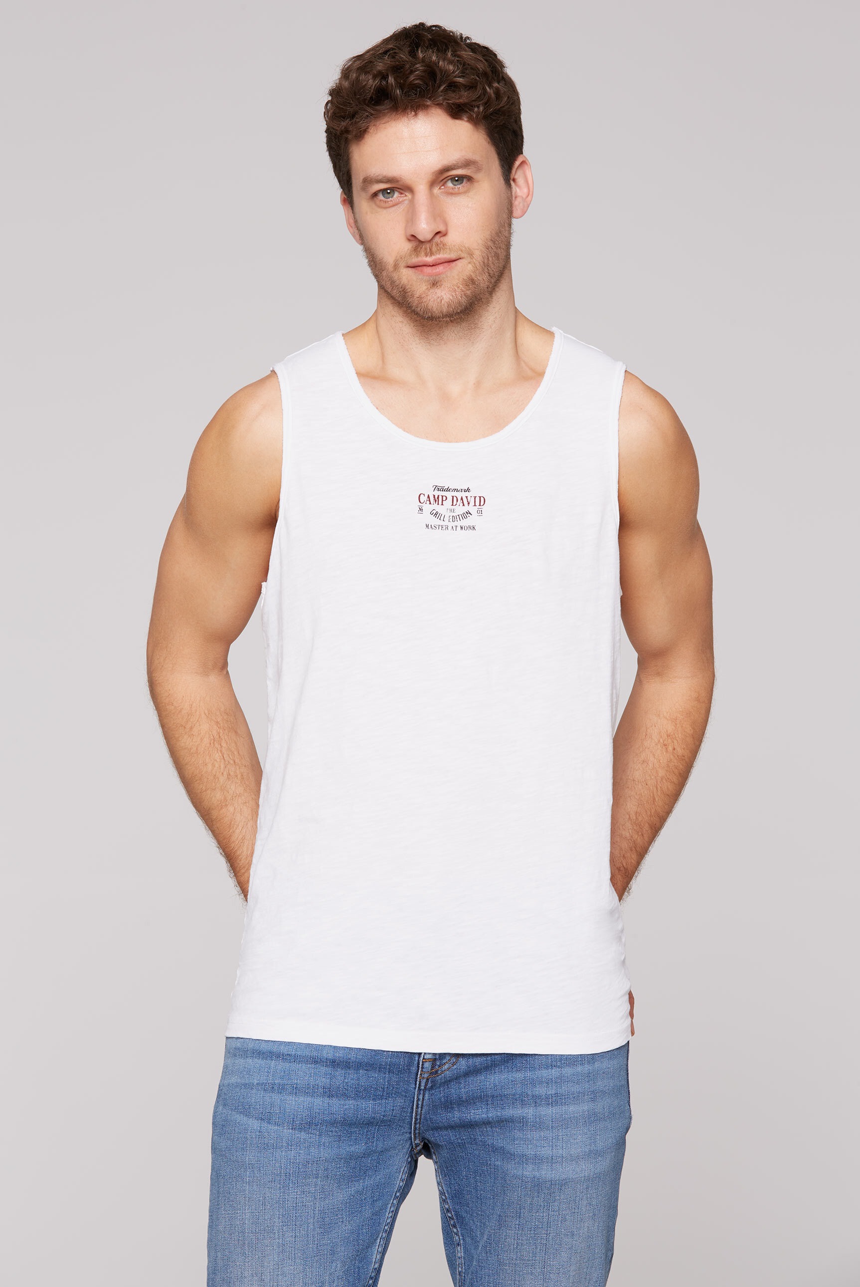CAMP DAVID Tanktop, mit offenen Kanten an den Ausschnitten