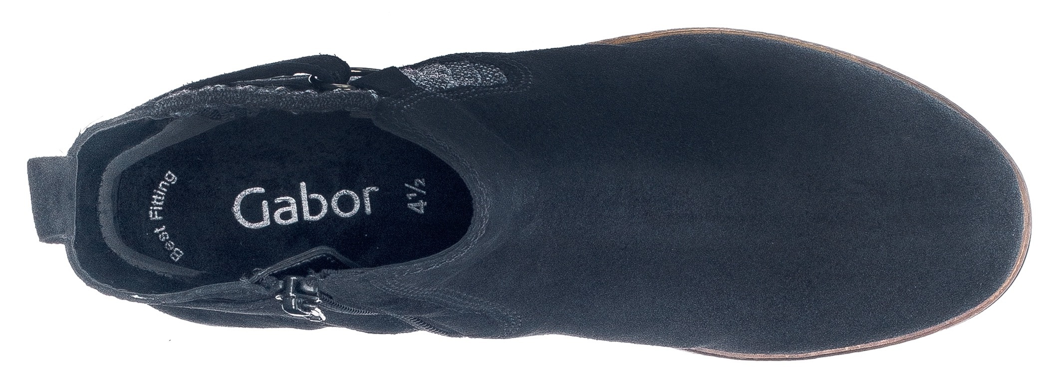 Chelseaboots GABOR, Damen, Gr. 38, blau (nachtblau), Elastischer Einsatz, Veloursleder, Schuhe Chelseaboots, Blockabsatz, Stiefelette, Businesschuh mit Zierriegel 3