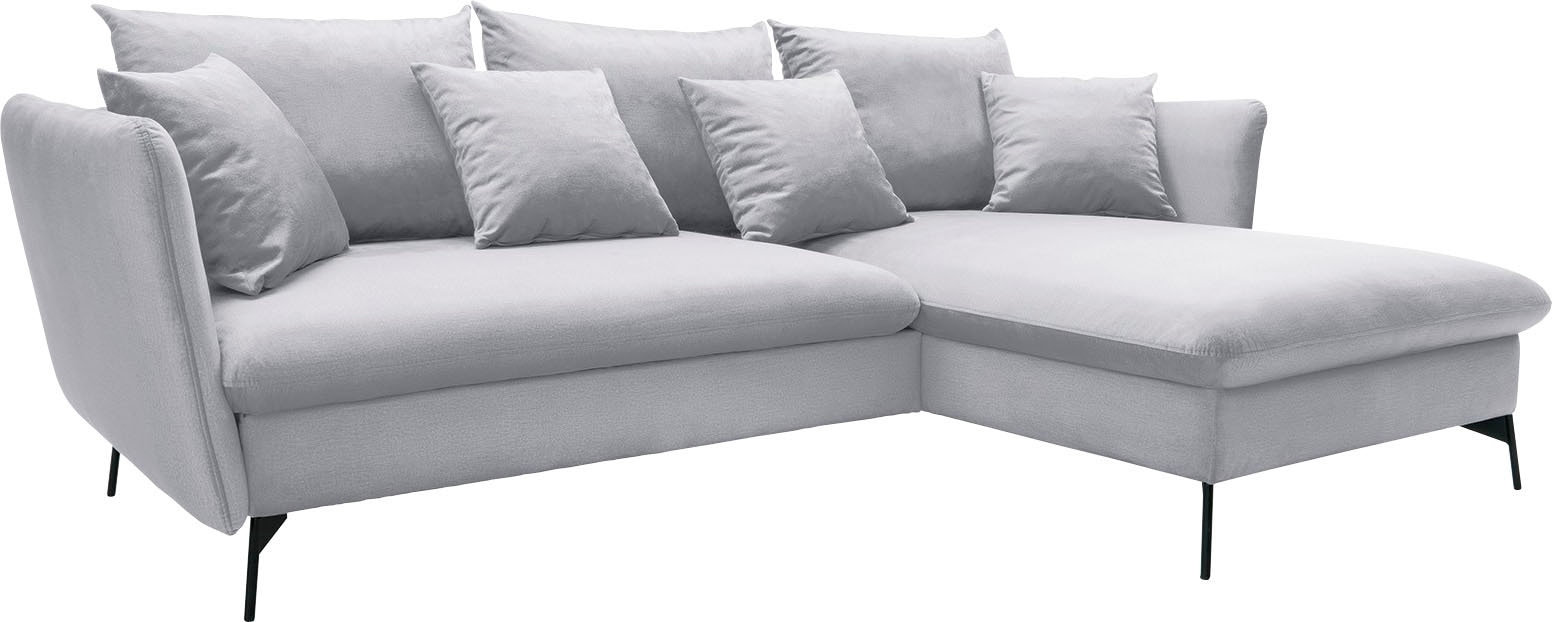 andas Ecksofa »LIVORNO,258 cm, L-Form,«, Schlaffunktion u. Bettkasten (139/224cm), Samt, Struktur, Webstoff