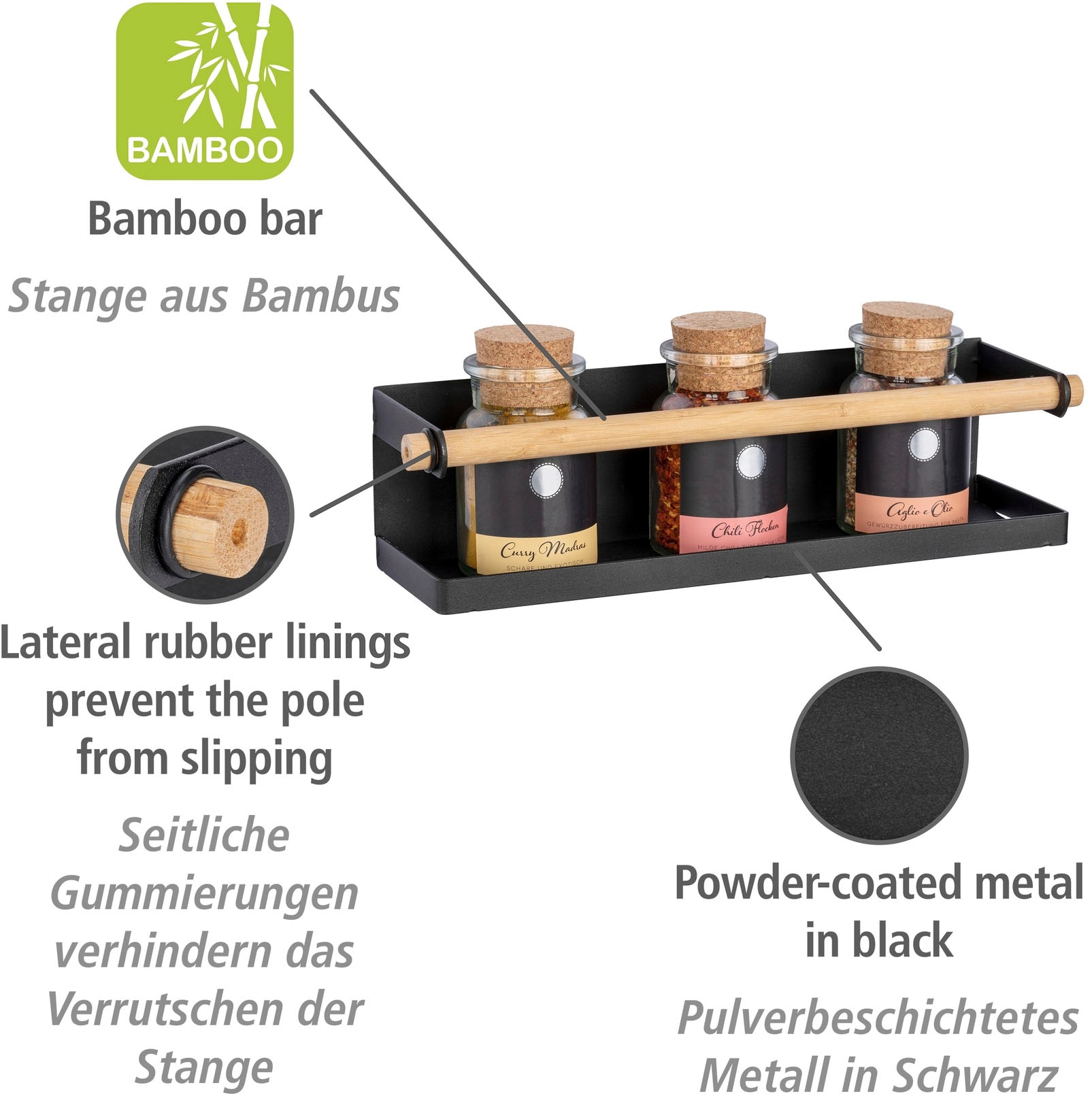 WENKO Gewürzregal »Magna«, (1 St.), mit magnetischer Rückseite, Metall