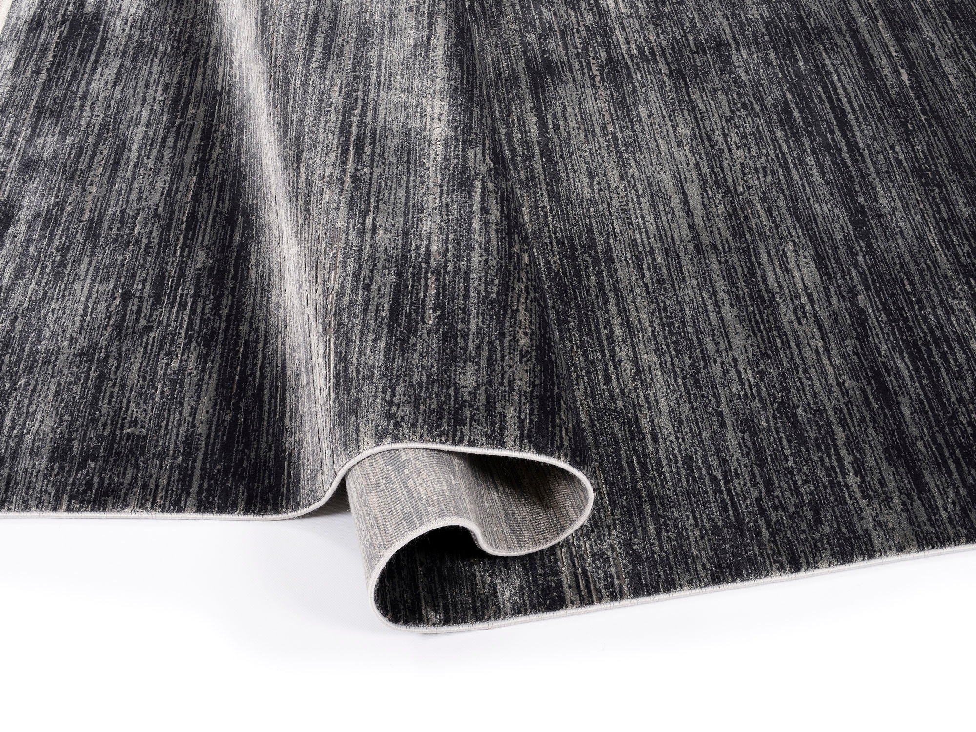 Teppich OCI DIE TEPPICHMARKE "BESTSELLER GLORY", grau (grau, dunkel), B:240cm H:8mm L:300cm, Viskose, Teppiche, Teppich, Glanz Viskose, mit Fransen, Hoch Tief Struktur, Vintage, Wohnzimmer 3