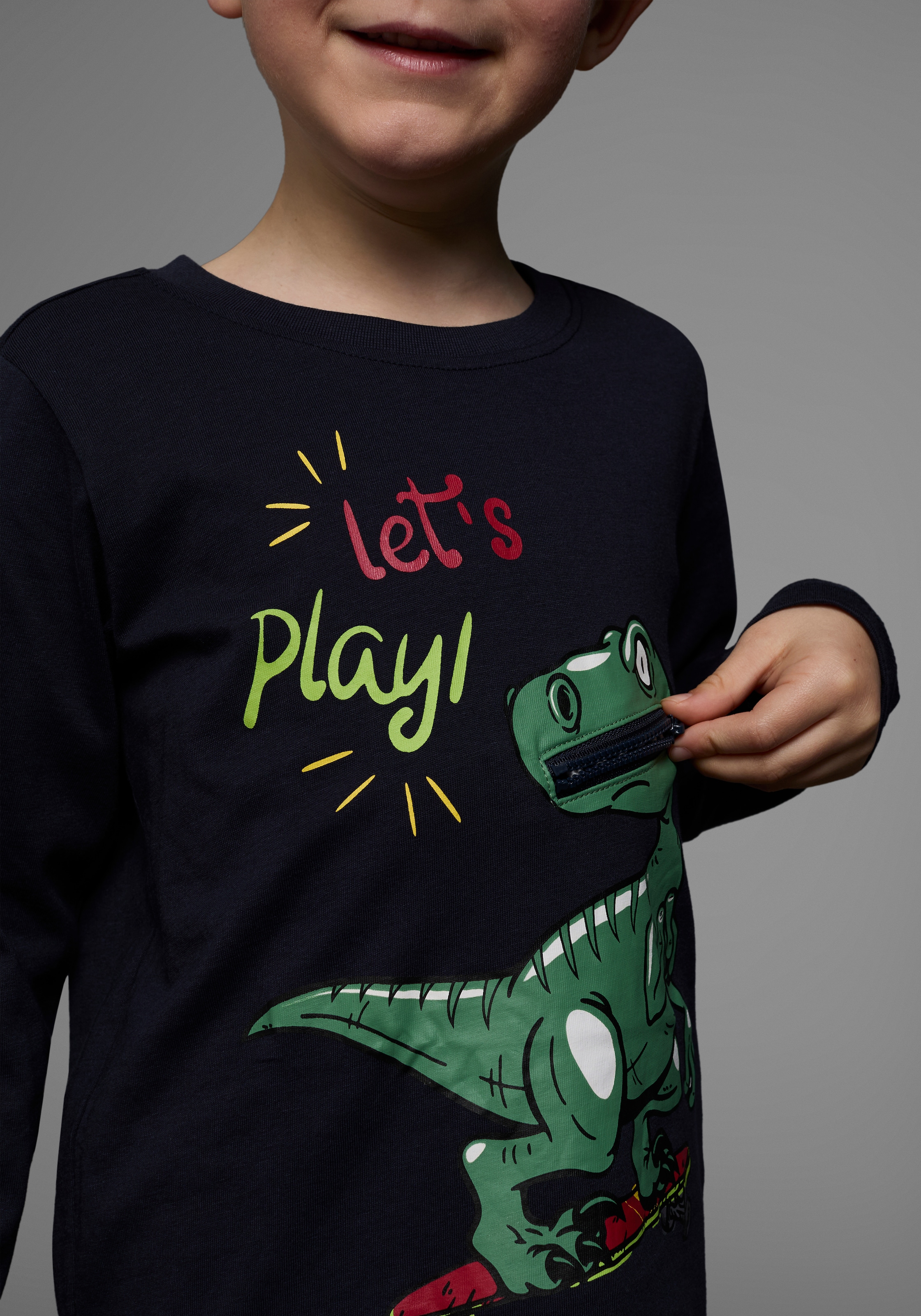 KIDSWORLD Langarmshirt »LET´S PLAY«, Langarm, Basic-Stil, aus Baumwolle