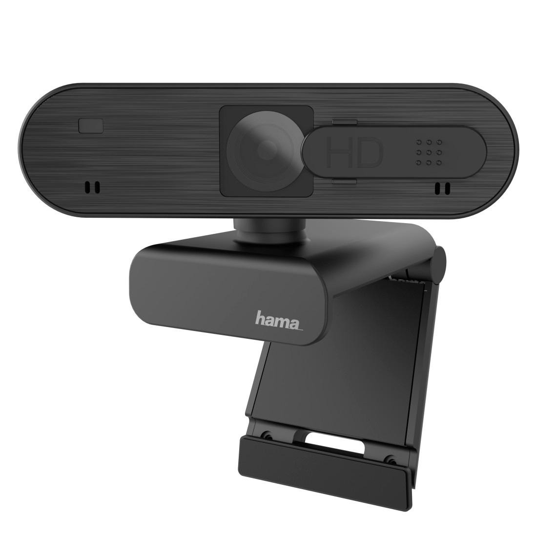 Hama Full HD-Webcam »PC Webcam für Laptop PC, Streaming, Chatten mit Mikrofon, Windows Mac«, Full HD, Plug & Play, verschließbare Linse, Standfuß, Stativgewinde, drehbar