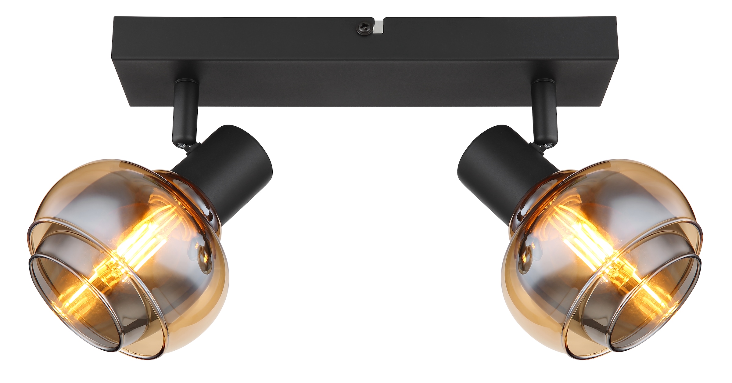 GLOBO LIGHTING Deckenstrahler »TOKKI«, Leuchtmittel E14 | ohne Leuchtmittel, Deckenspot/schwarz/Glas amber/Glas rauchfarben/Flur/Wohnzimmer
