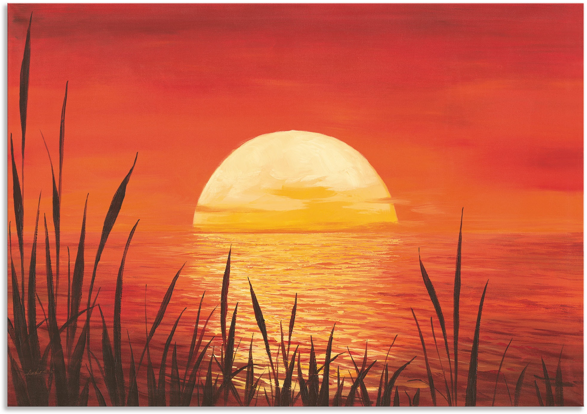 Artland Wandbild "Roter Sonnenuntergang am Ozean" Bilder vom Sonnenuntergang & -aufgang 1 Stk. tlg. als Alubild, Leinwandbild, Poster in verschied. Größen