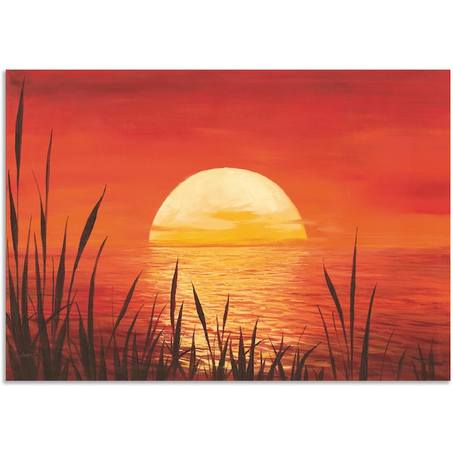 Artland Wandbild »Roter Sonnenuntergang am Ozean«, Bilder vom  Sonnenuntergang & -aufgang (1 Stück), in vielen Größen & Produktarten -  Alubild / Outdoorbild, Leinwandbild, Poster, Wandaufkleber / Wandtattoo  auch für Badezimmer geeignet bestellen | BAUR