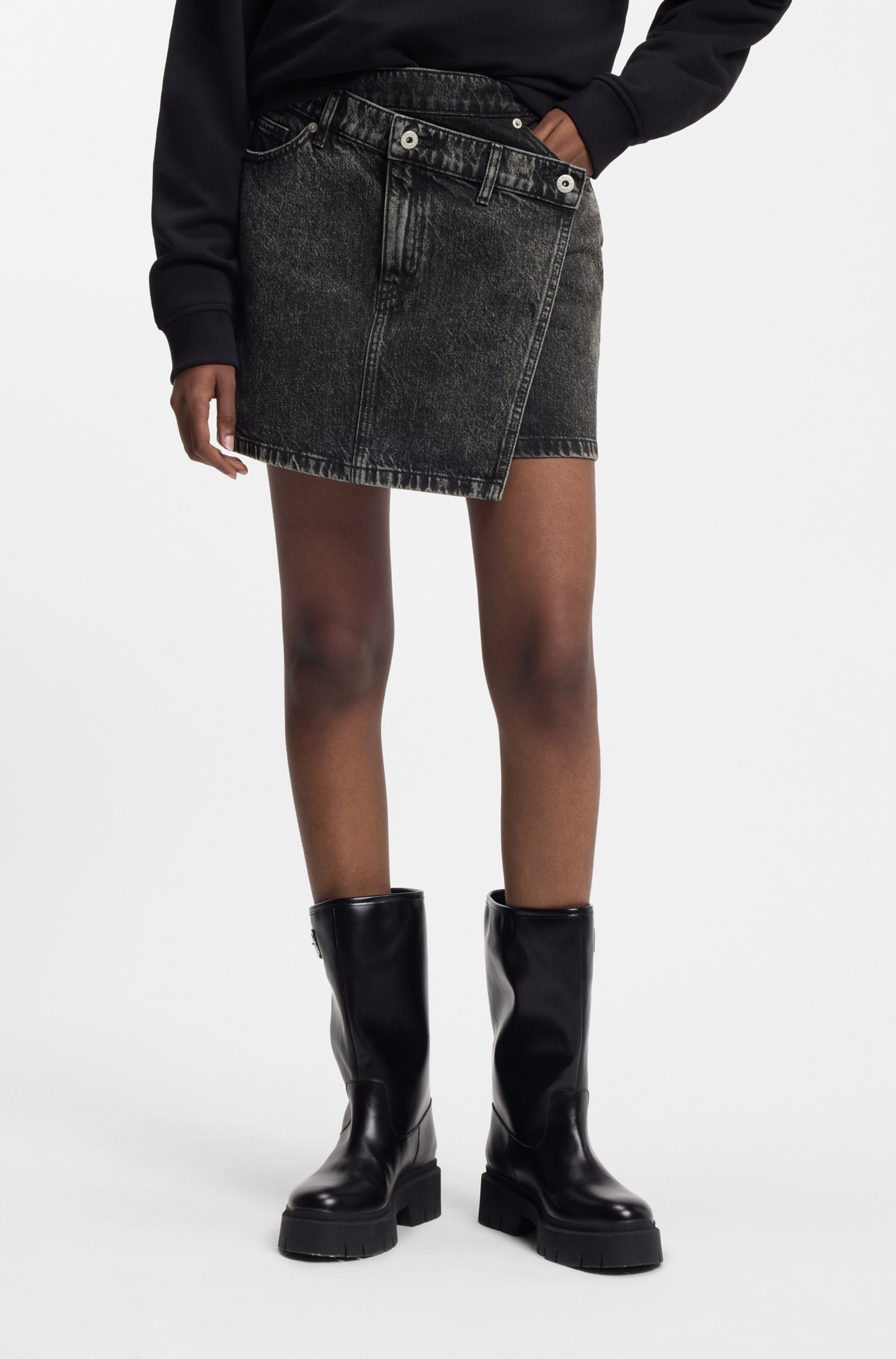 HUGO Blue Jeansrock "Galaxy" mit asymmetrischem Bund, Mini-Länge günstig online kaufen