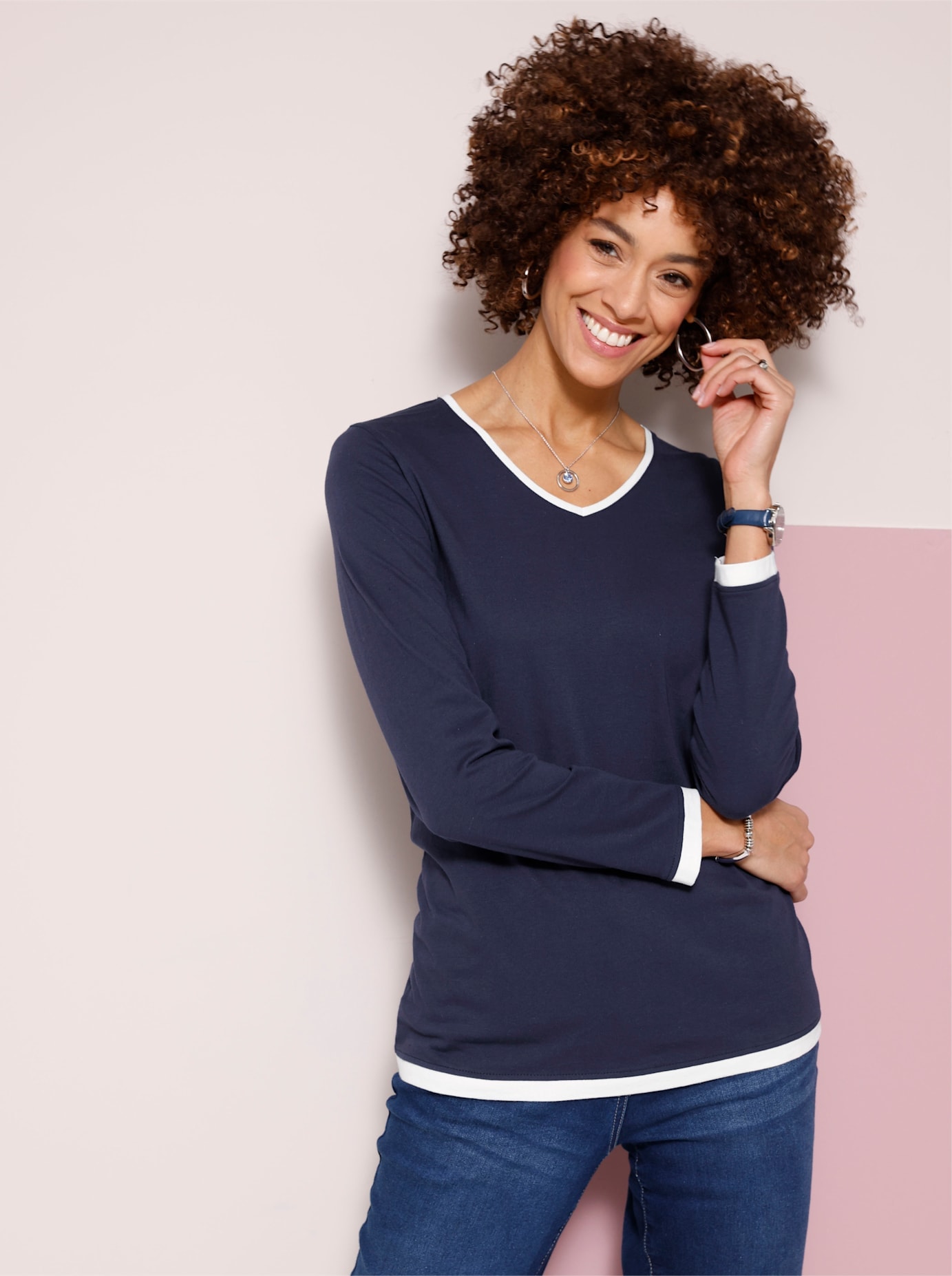 Classic Basics Langarmshirt "V-Shirt", (1 tlg.) günstig online kaufen