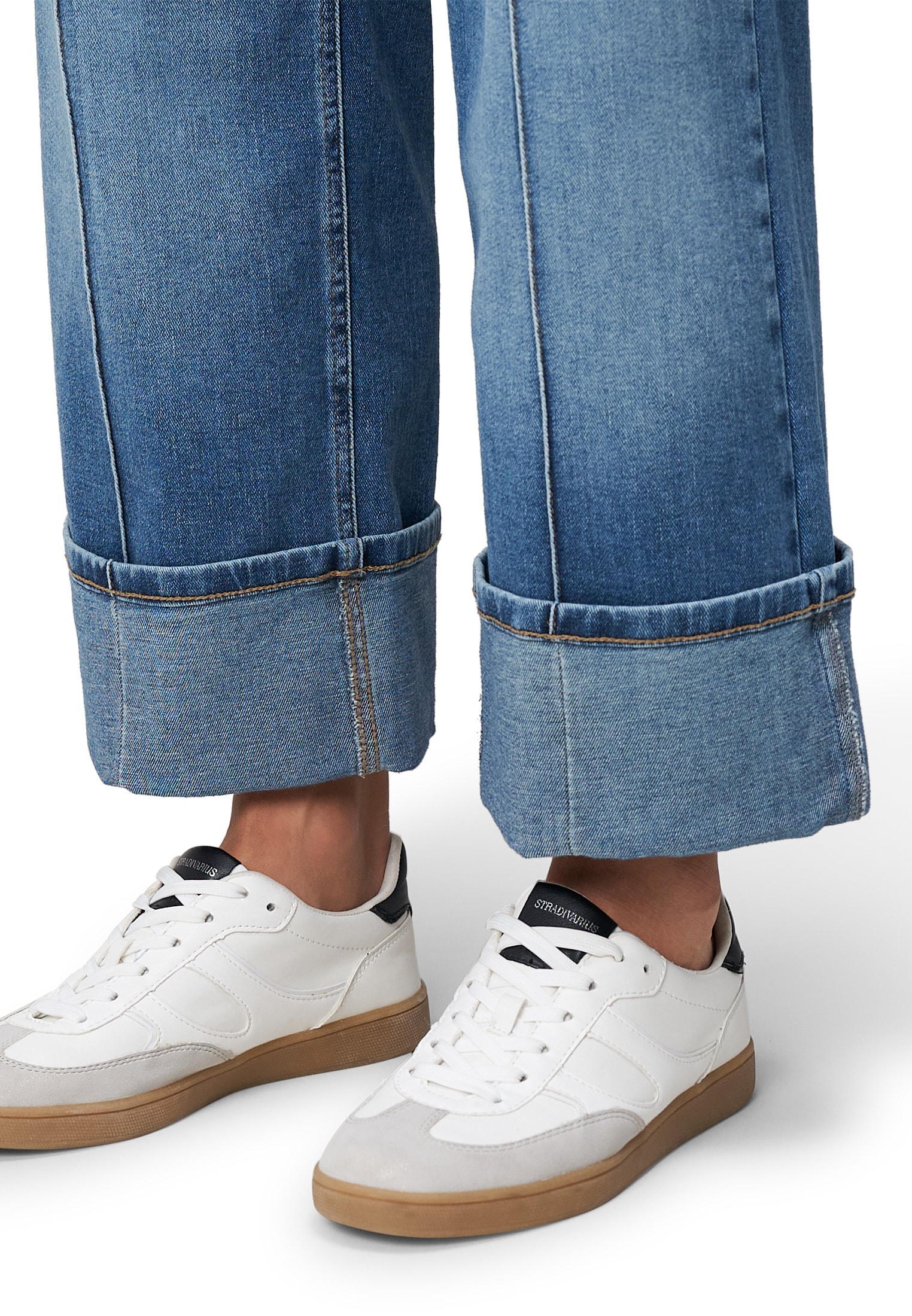 Zero Slim-fit-Jeans »zero Damen Jeans weites Bein mit Umschlag 28 Inch«